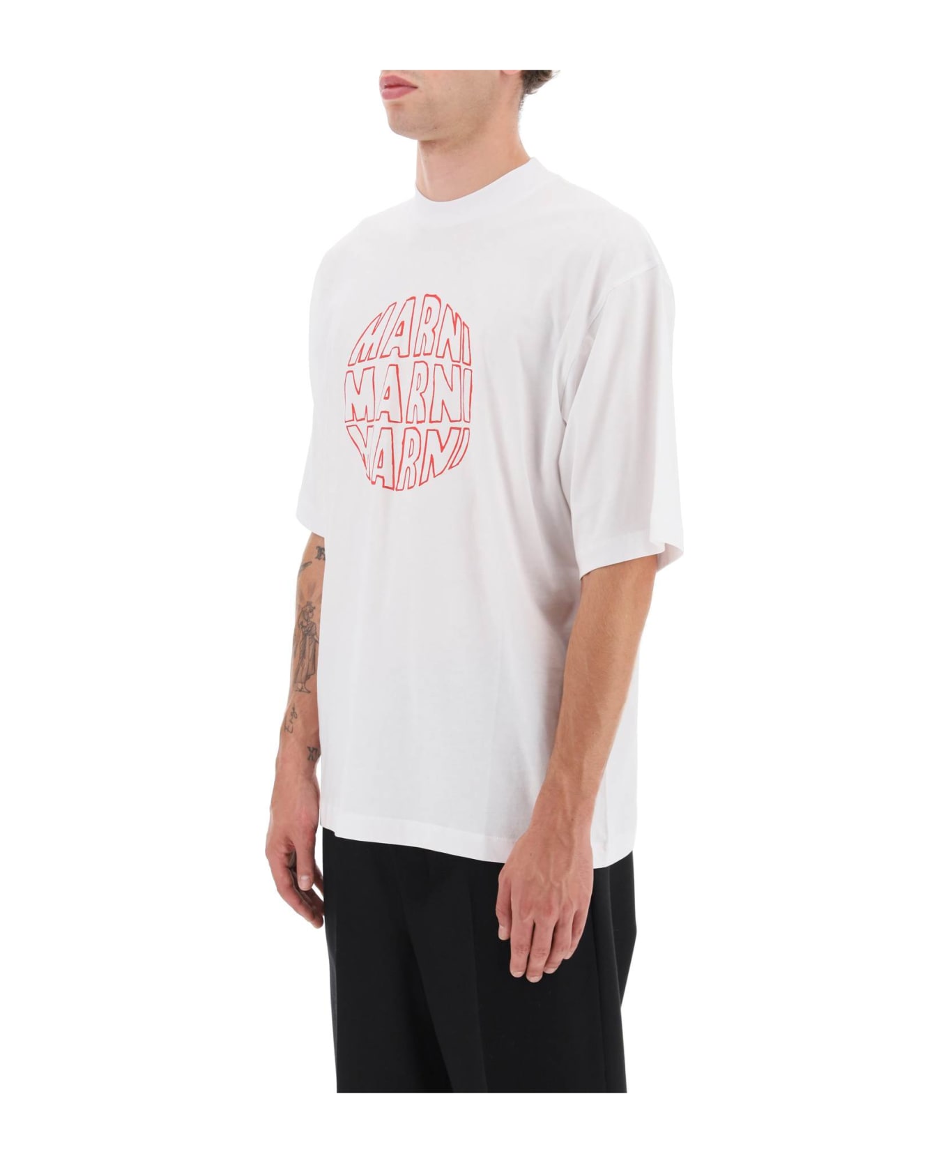 Marni Outline Print T-shirt - LILY WHITE (White)