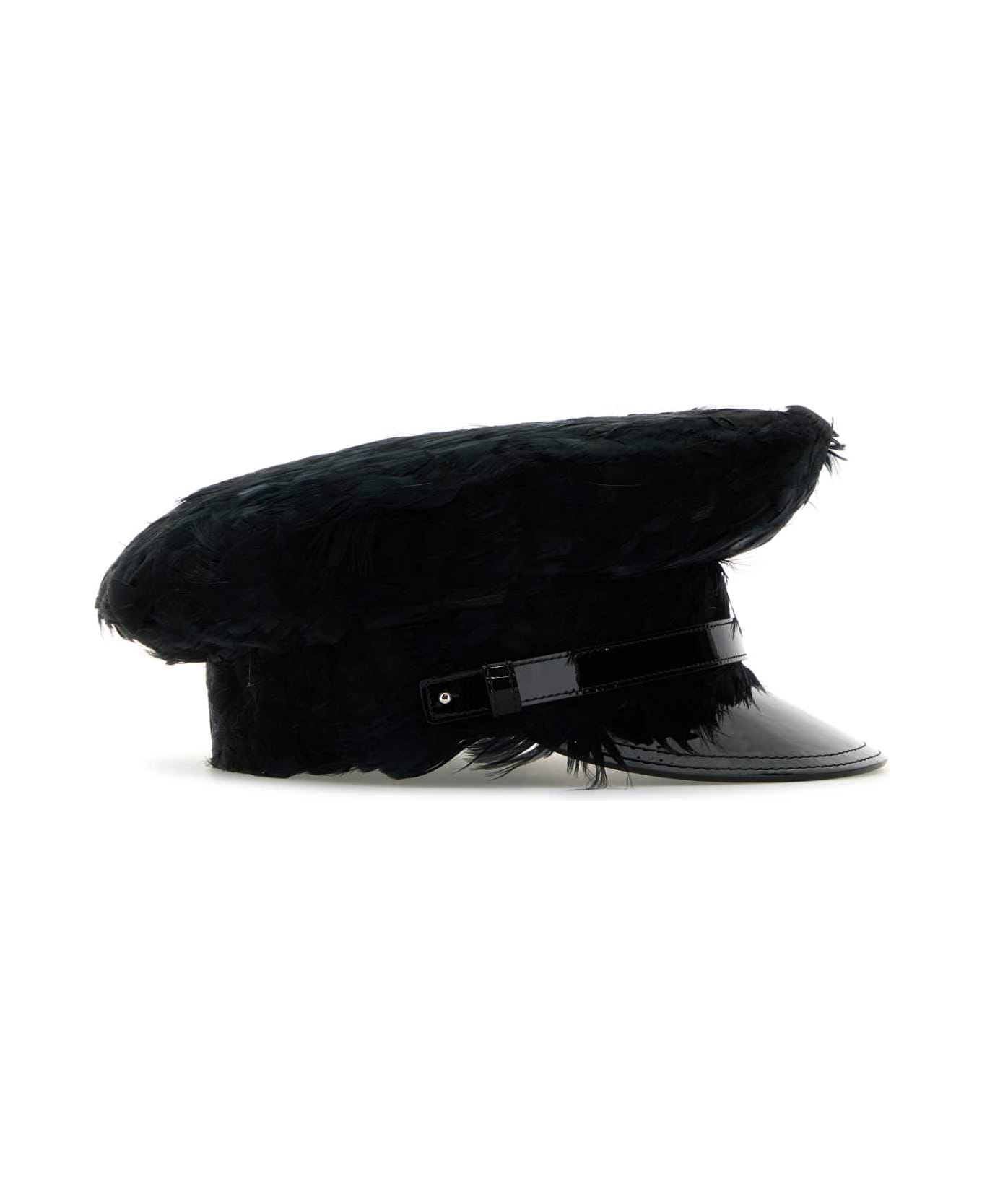 Prada Embellished Fabric Hat - NERO