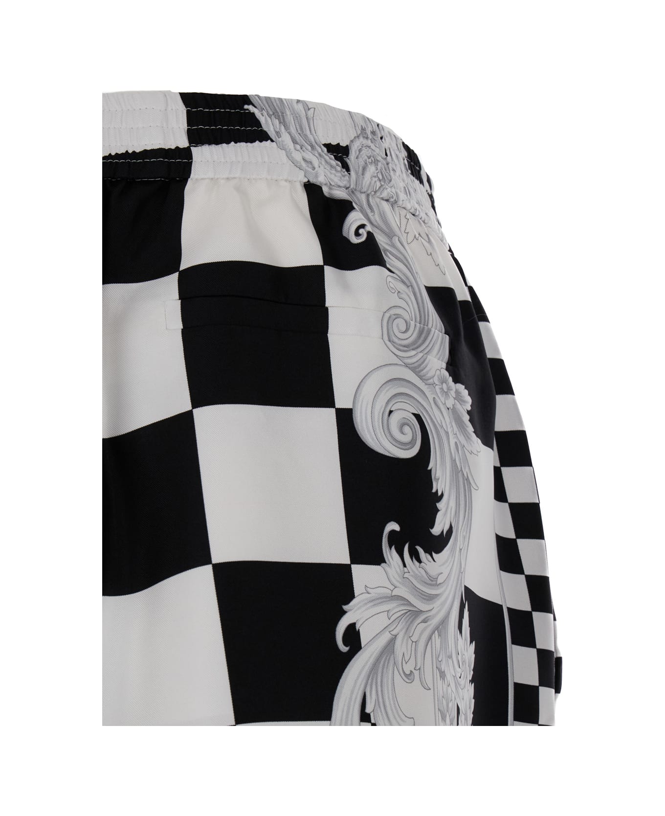 Versace Shorts Contrasto Print - Black White Silver ボトムス