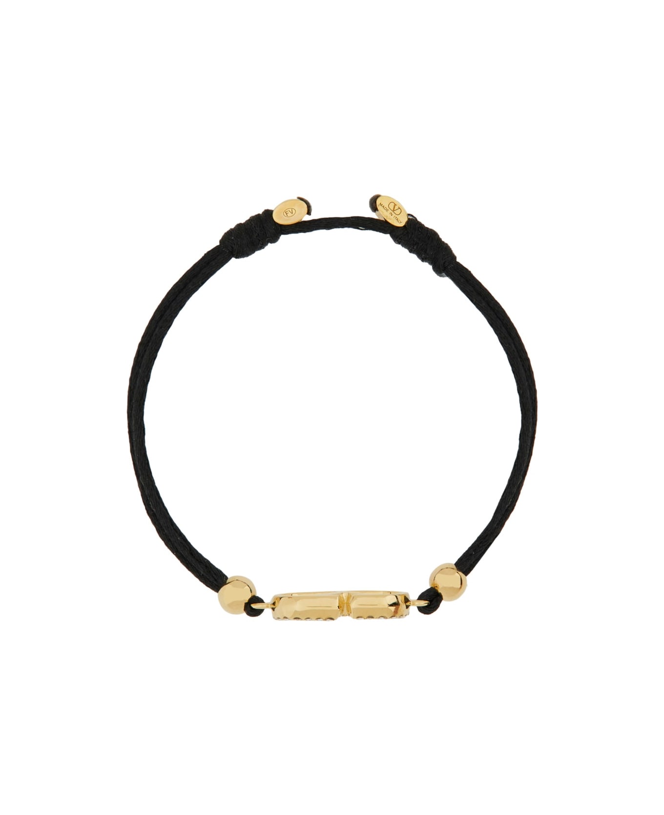Valentino Garavani Cotton And Swarovski® Crystal "vlogo Signature" Bracelet - BLACK