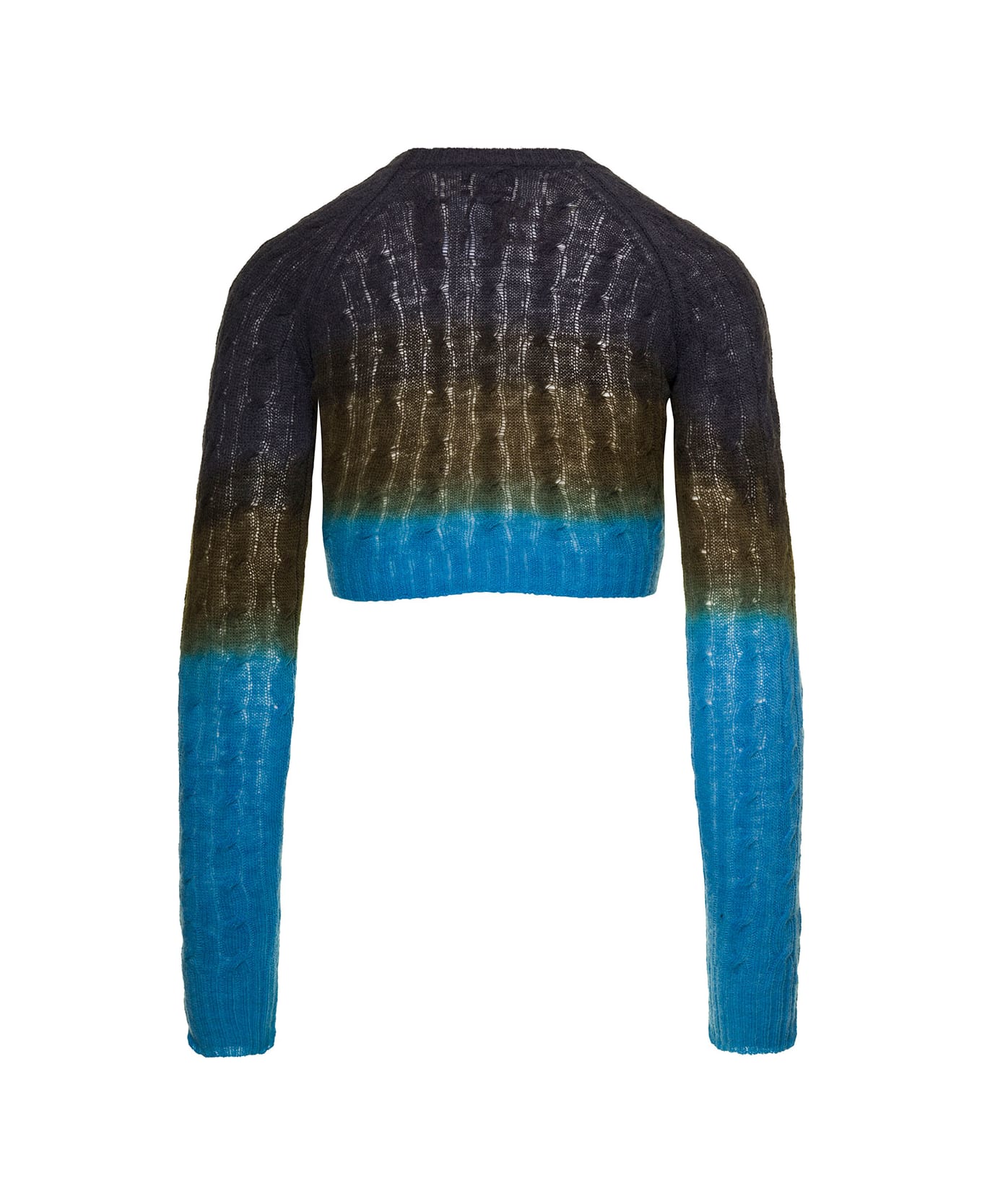 Etro Multicolor Cropped Cable-knit Sweater With Logo Embroidery In Wool Woman - Multicolor