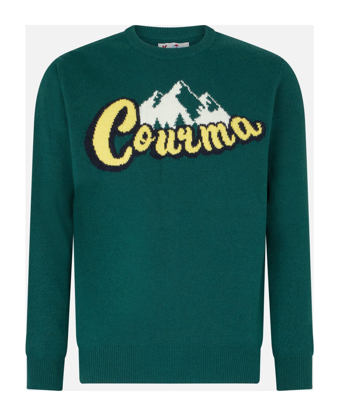 MC2 Saint Barth Man Crewneck Sweater With Courma Mountains Jacquard - GREEN