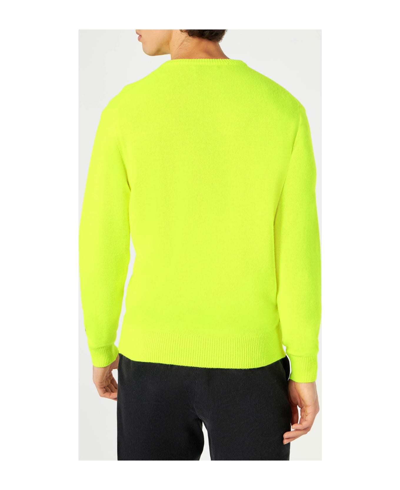 MC2 Saint Barth Man Fluo Yellow Sweater With Problem $olver Print - YELLOW