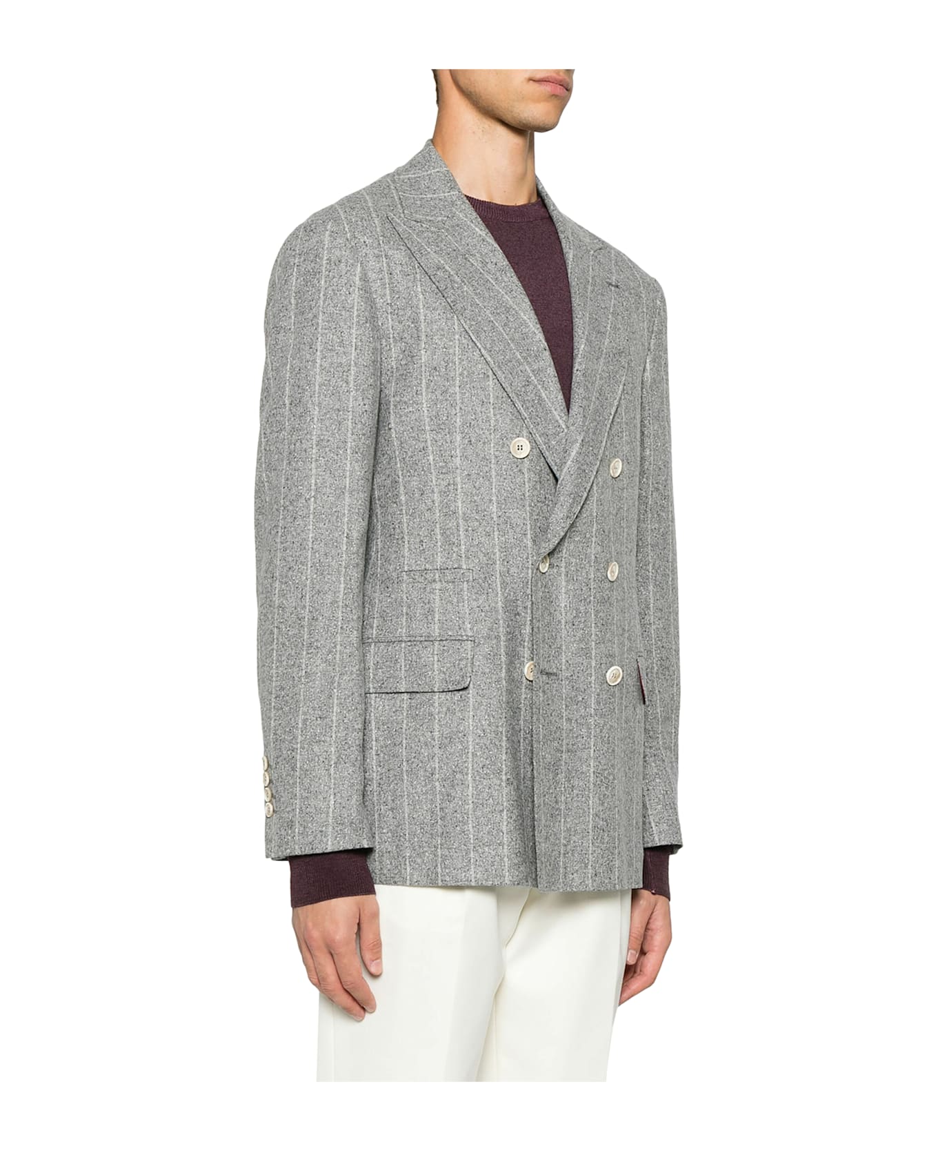 Brunello Cucinelli Pinstripe Blazer - Grey