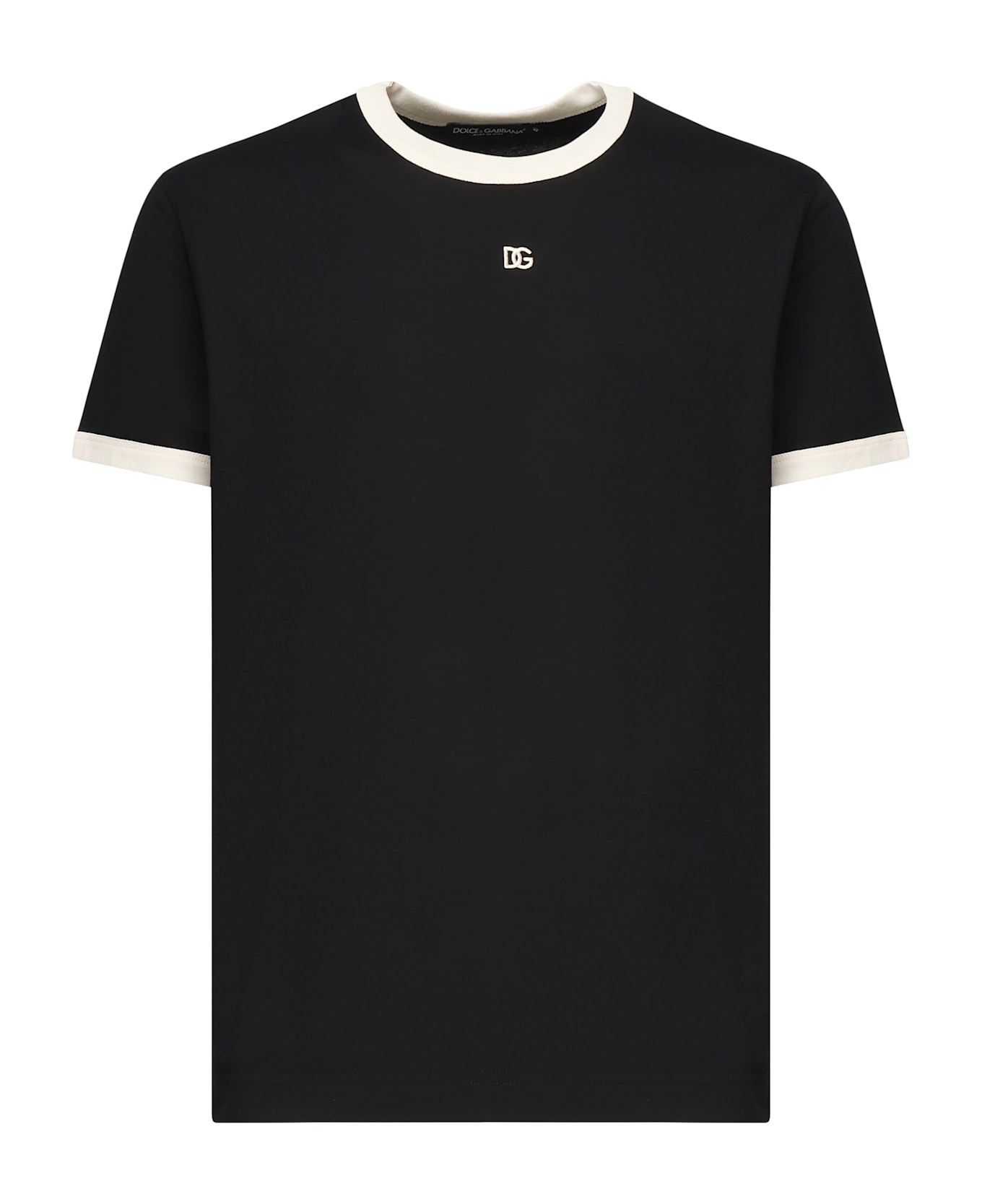 Dolce 
Gabbana Cotton T-shirt With Logo - Black