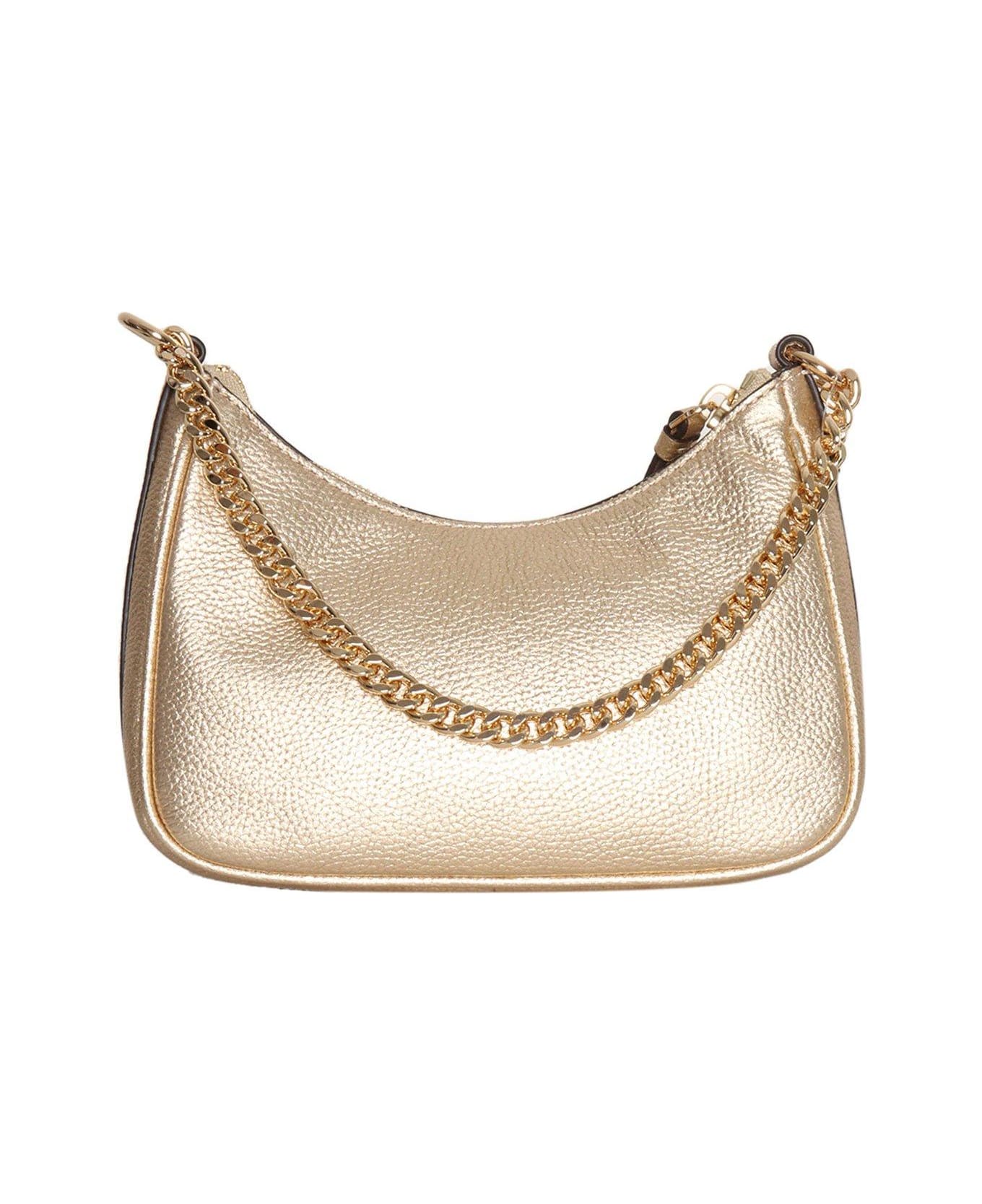 Michael Kors Logo Plaque Chained Small Shoulder Bag - Oro