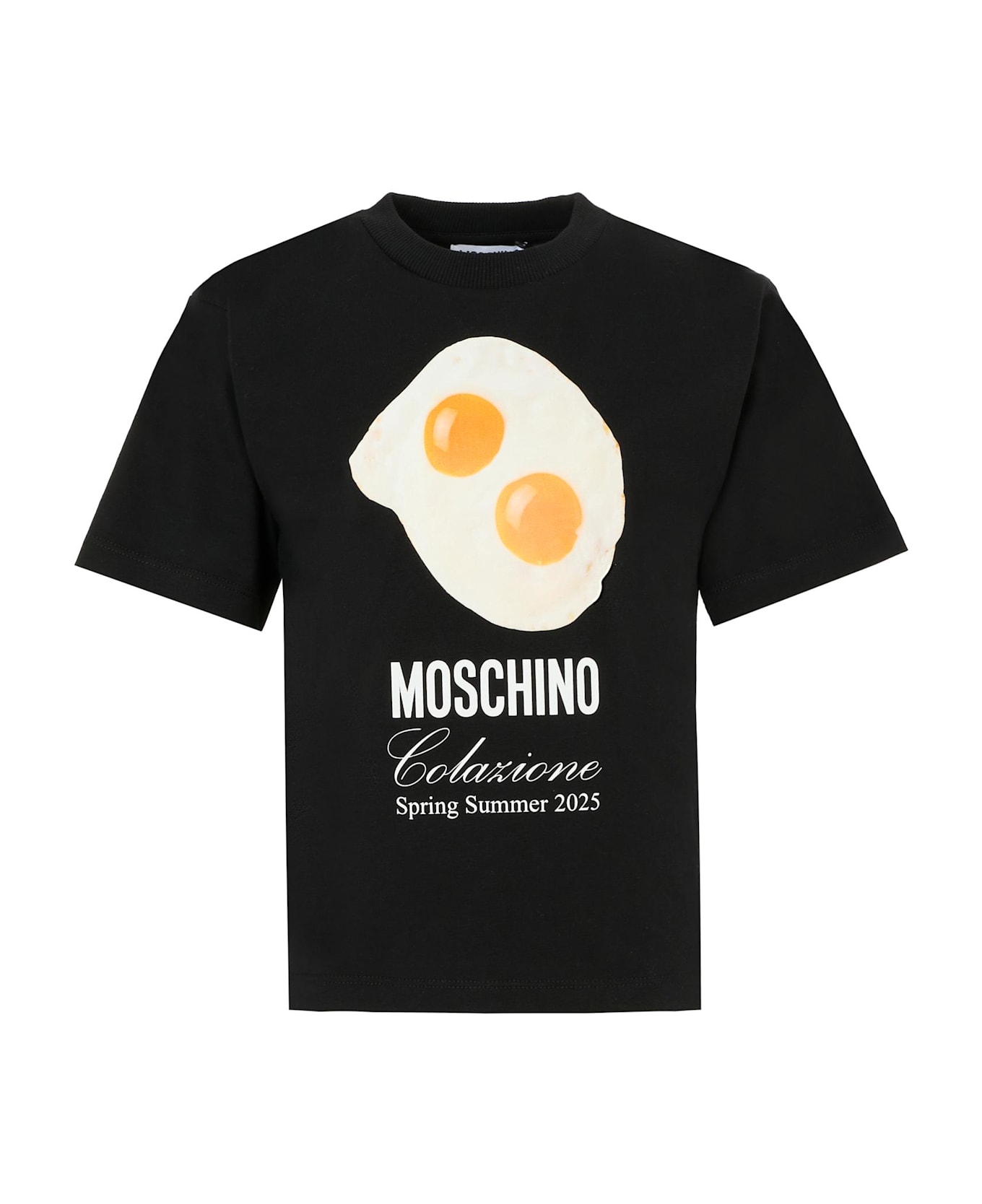 Moschino Black T-shirt For Kids With Egg Print - Black