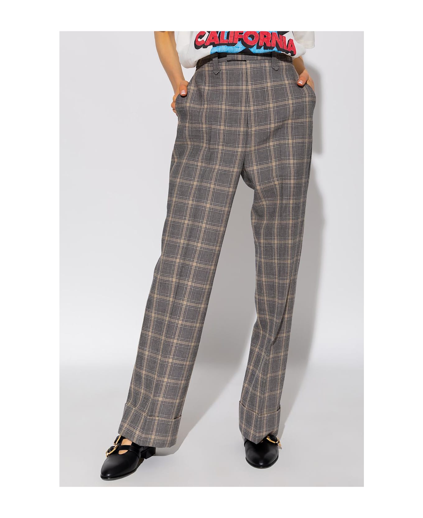 Gucci Checked Trousers - GREY