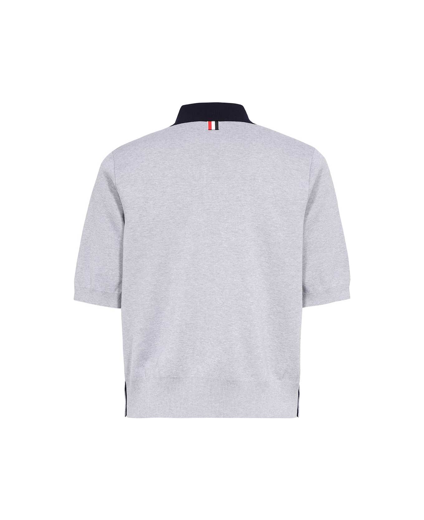 Thom Browne Knitted Cotton Polo Shirt - grey