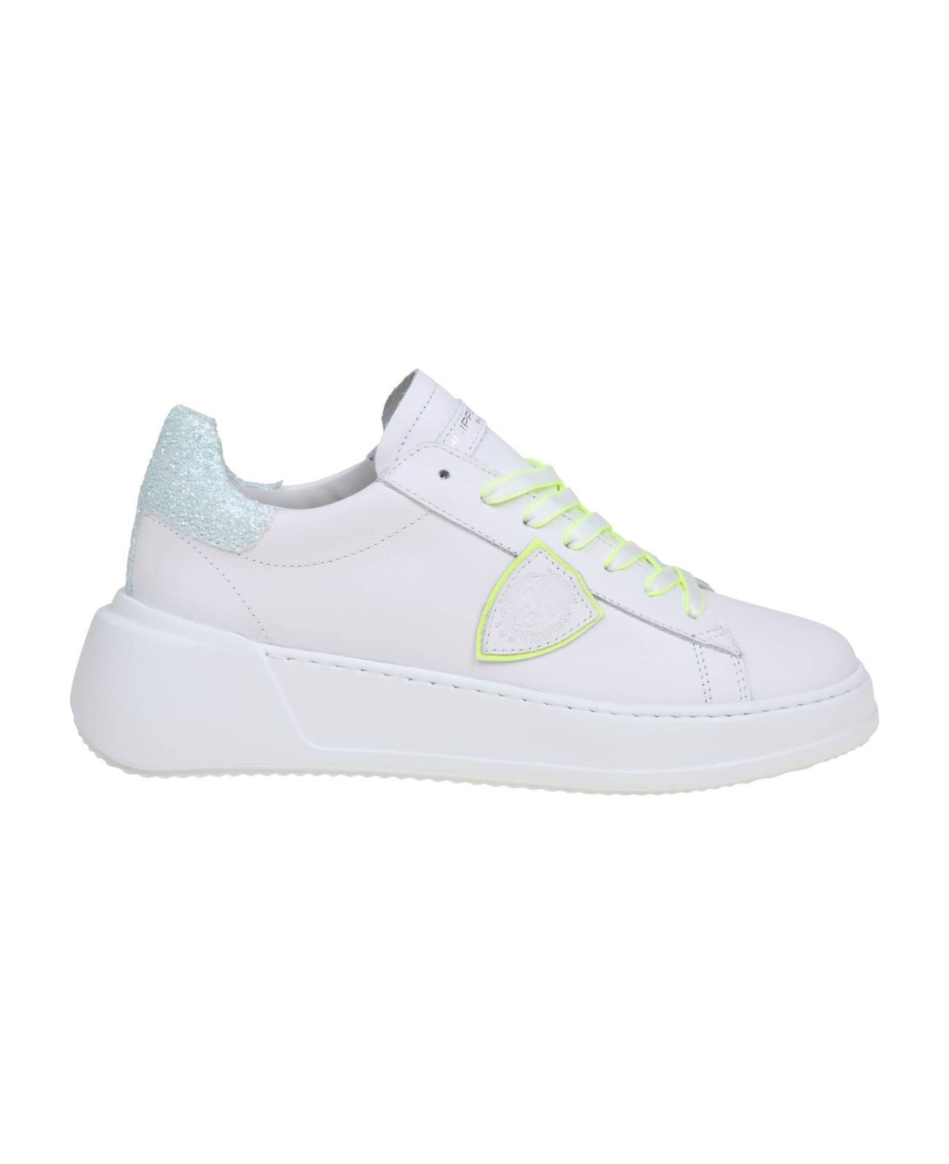 Philippe Model Tres Temple Low In White And Yellow Leather - Blanc/Jaune