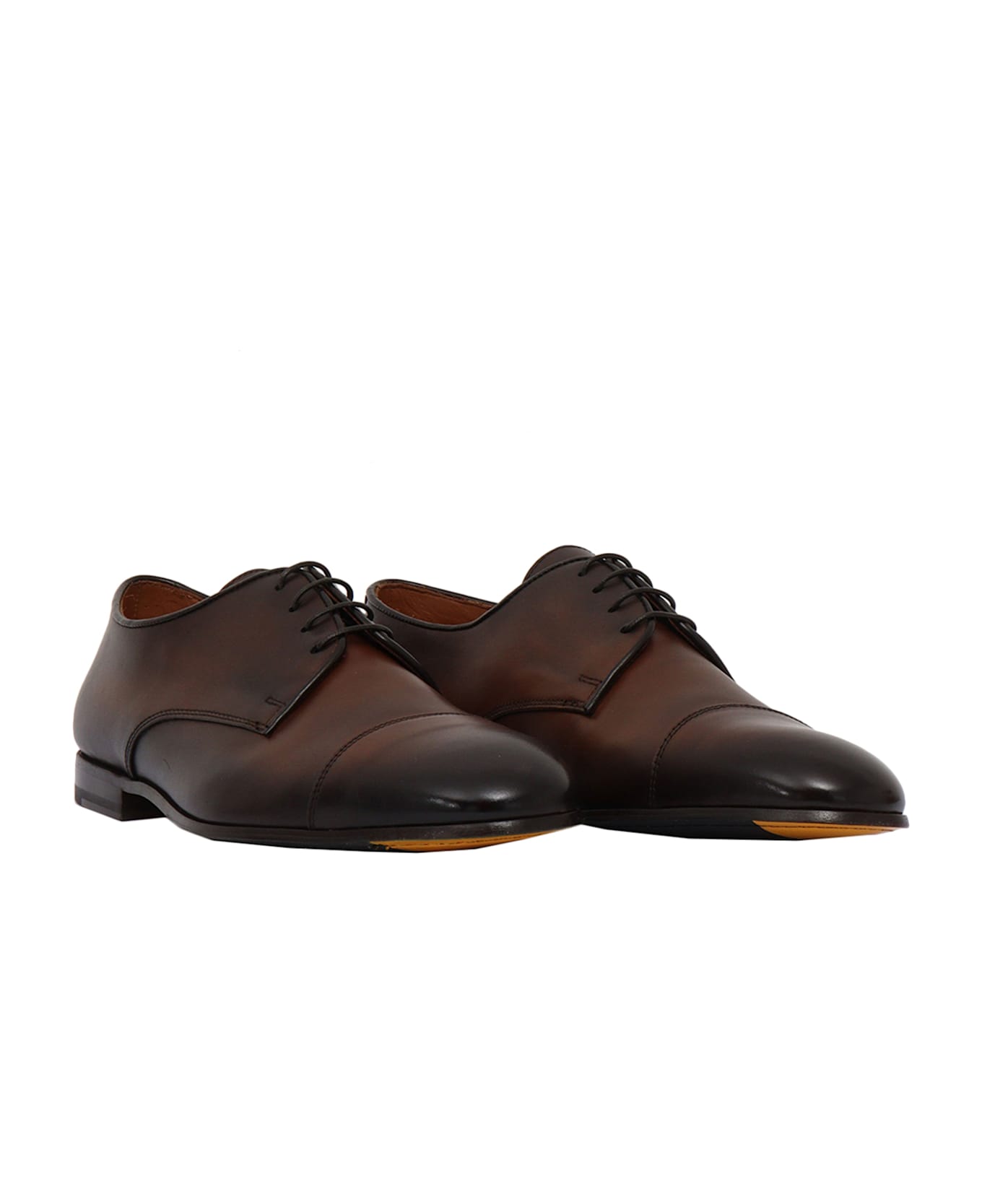 Doucal
s Cap Toe Derby Shoes In Dark Brown - BROWN