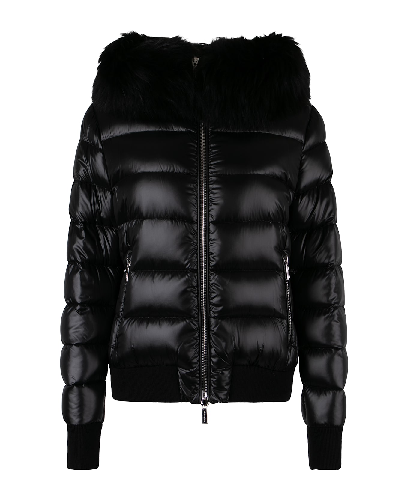 Moorer Barrel Hooded Short Down Jacket - black