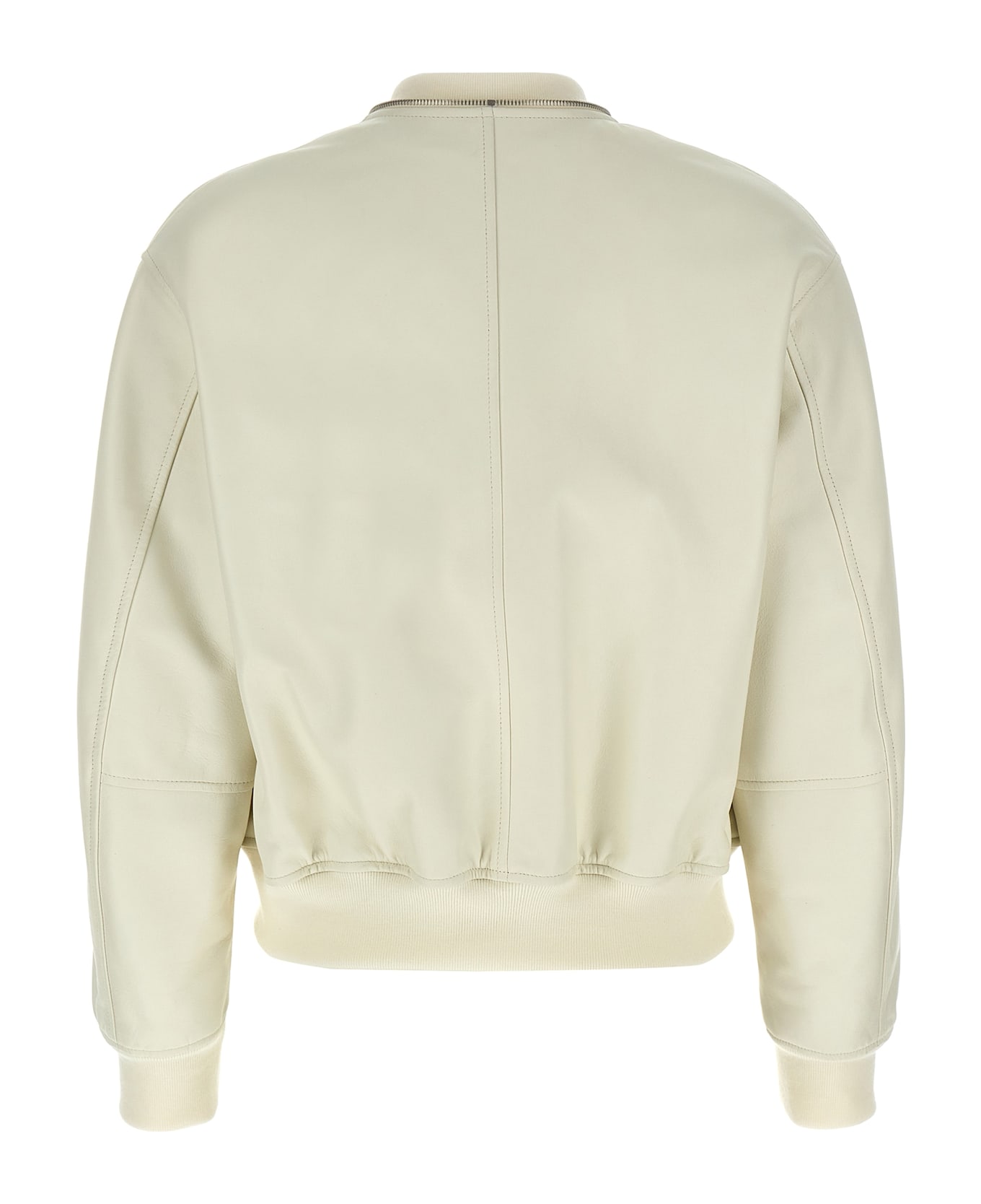 Jil Sander Leather Bomber Jacket - White