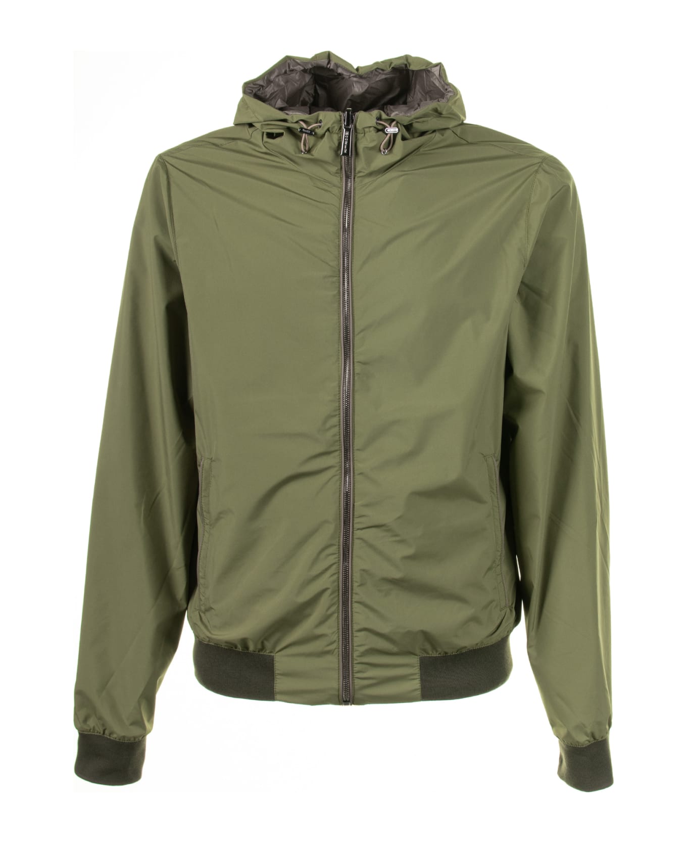 Moorer Green Jacket With Zip And Hood - PISTACCHIO