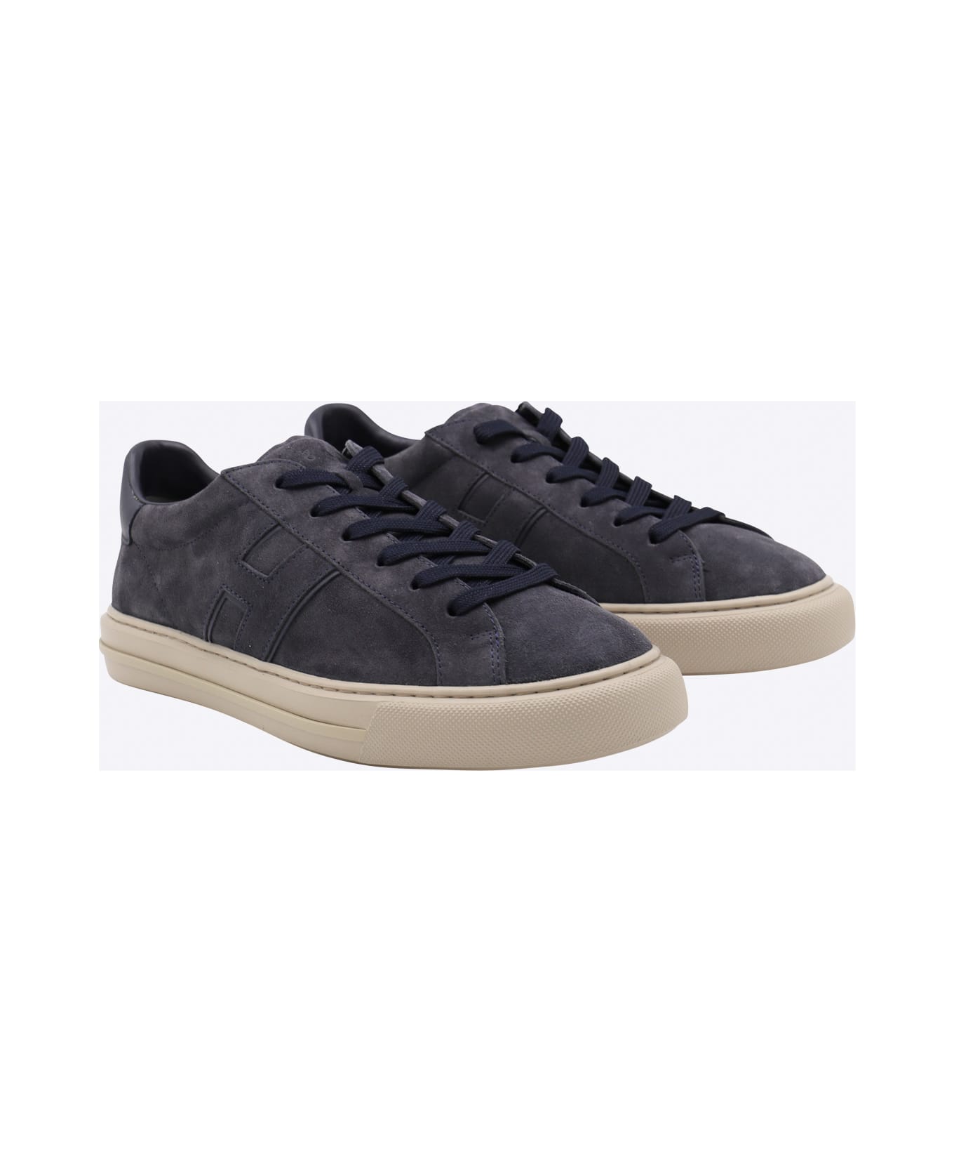 Hogan Navy Blue Leather Sneakers - Blue