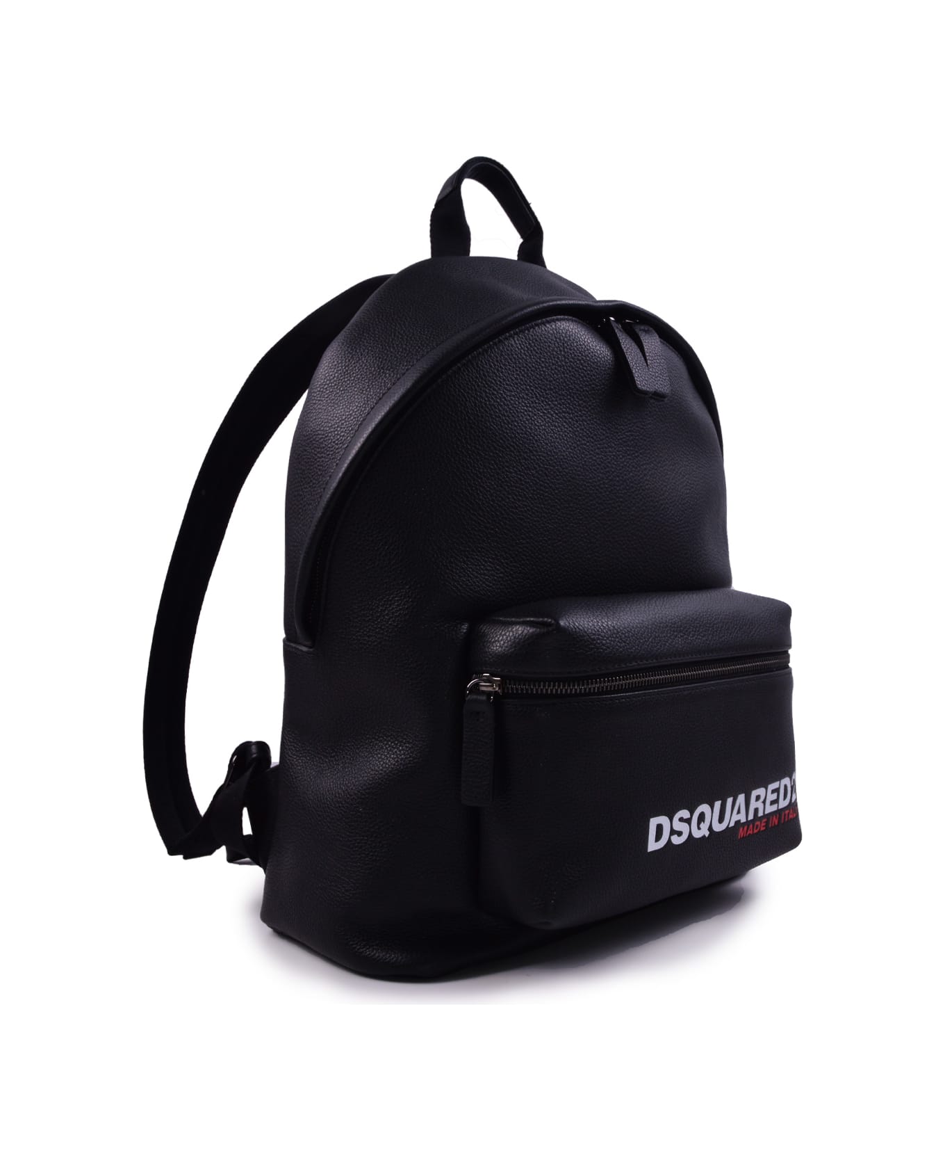 Dsquared2 Hammered Leather Backpack With Logo - Black