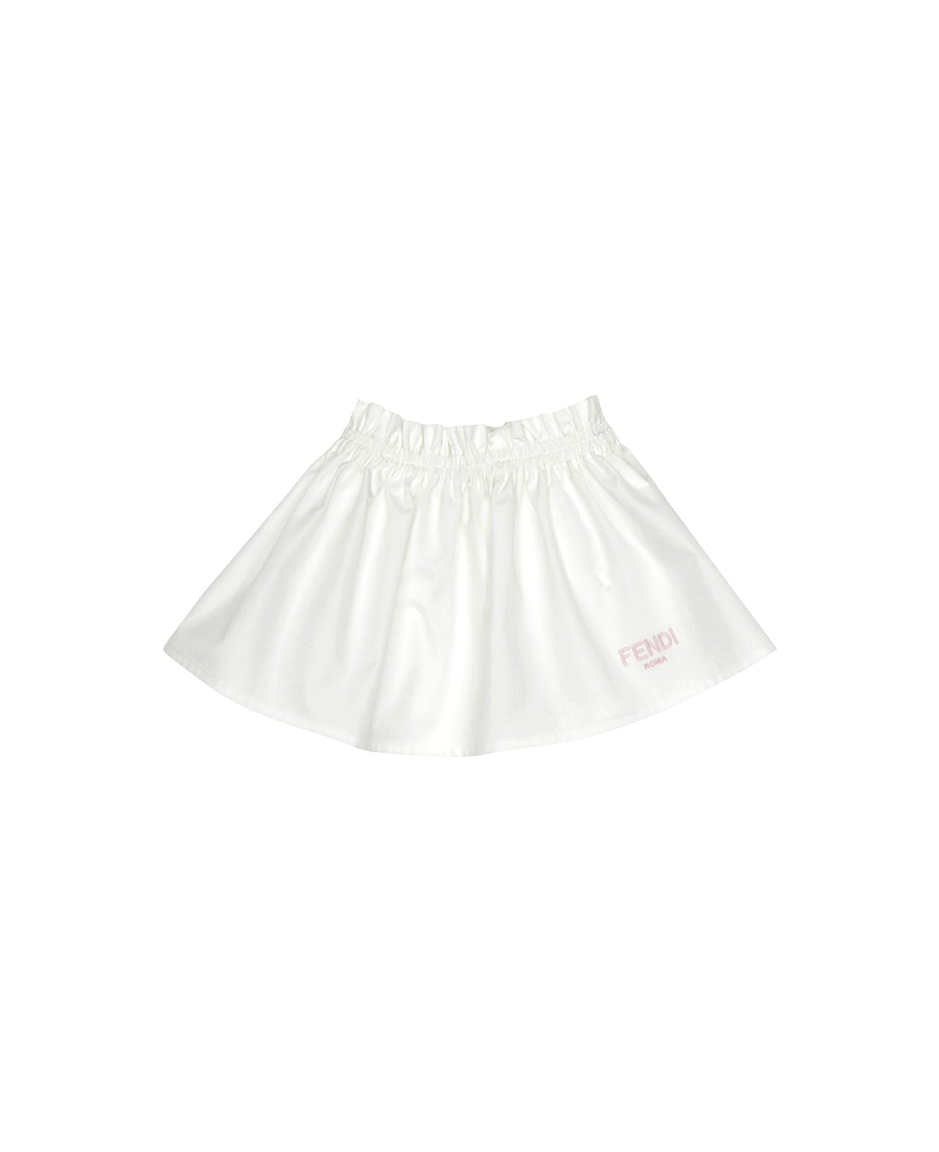 Fendi White Flared Skirt With Pink Logo - White