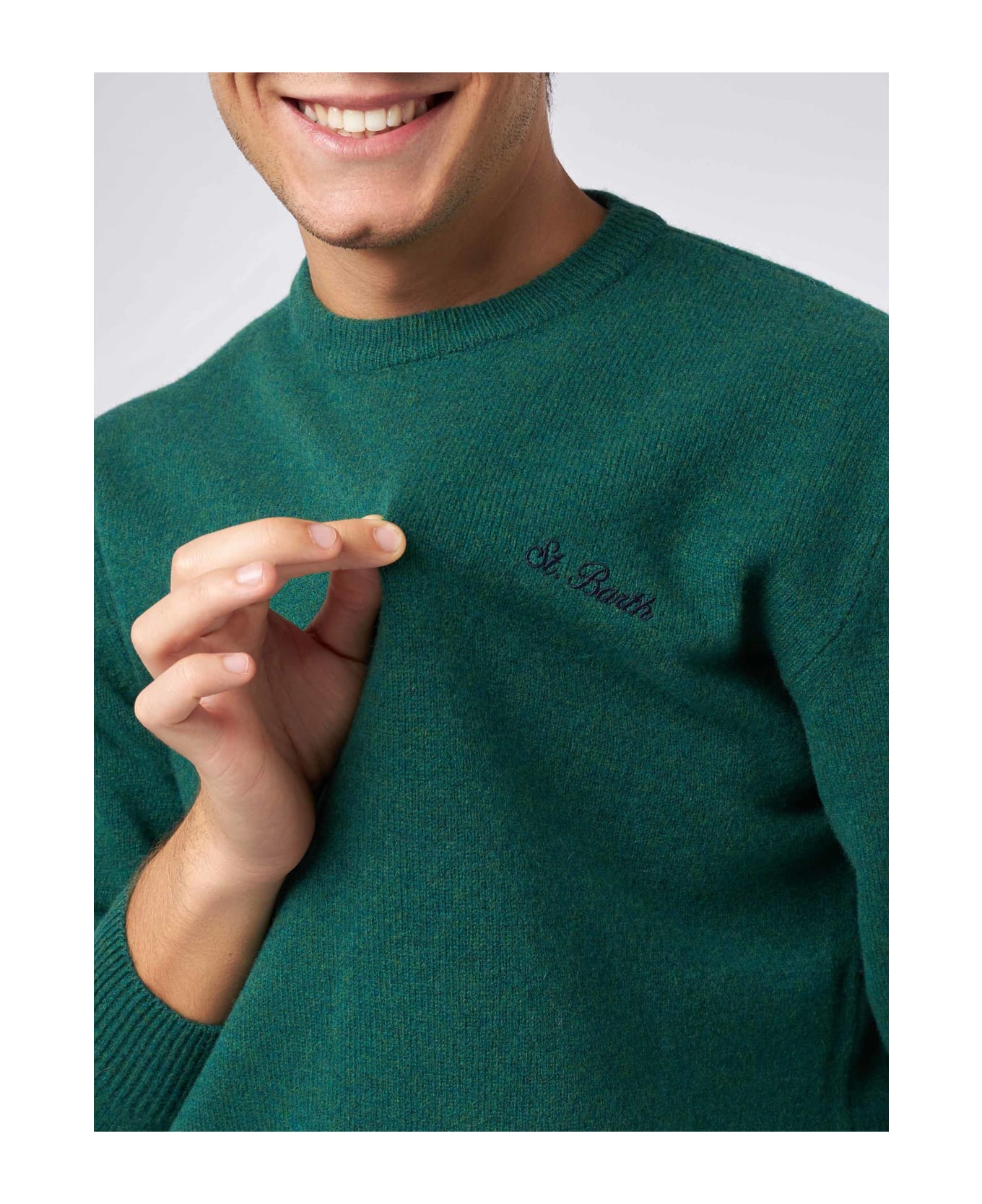 MC2 Saint Barth Green Sweater Regent In Lambswool - GREEN