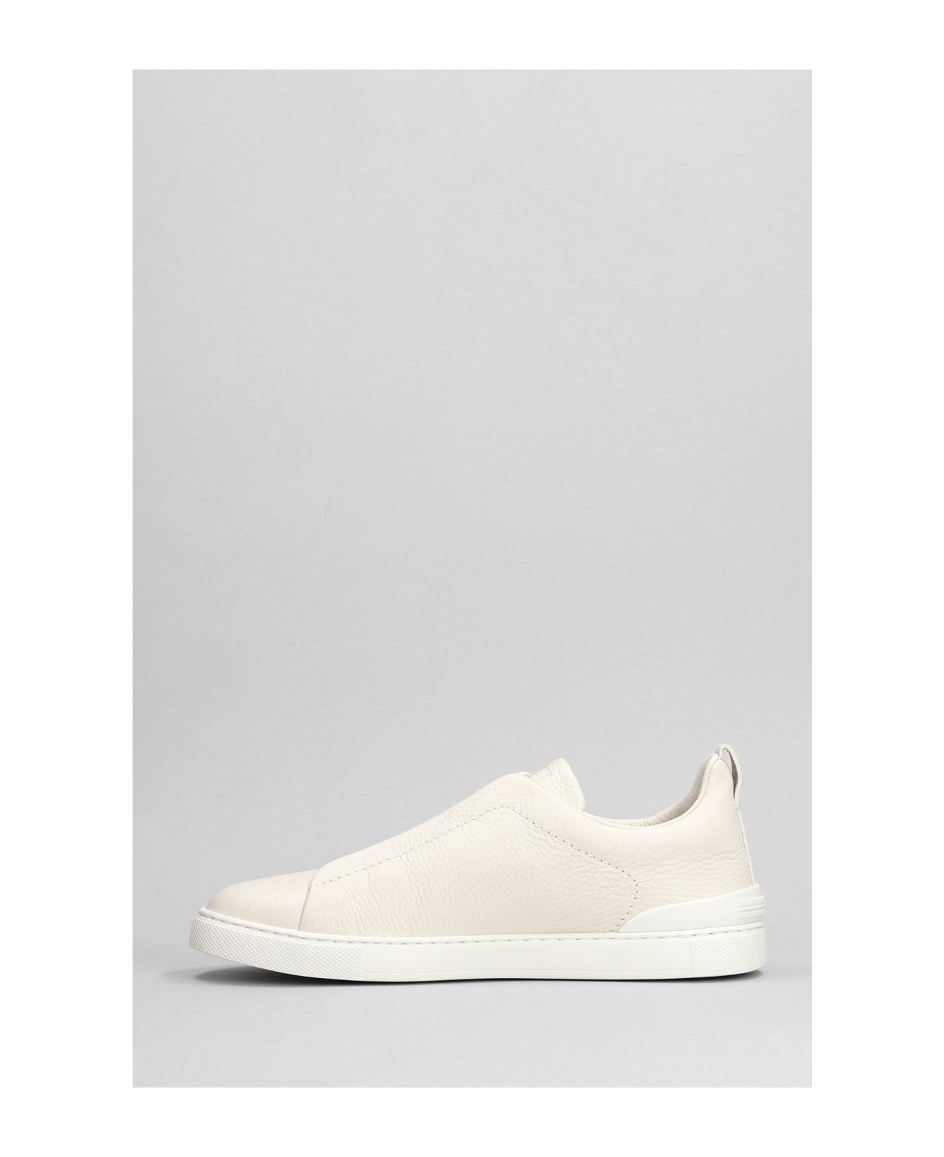 Zegna Triple Stich Sneakers In White Leather - white