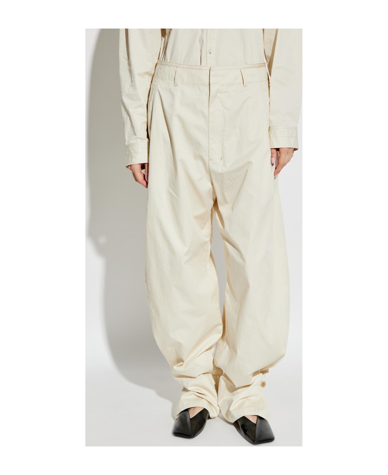 Lemaire Pants With Stitching - Creamy White