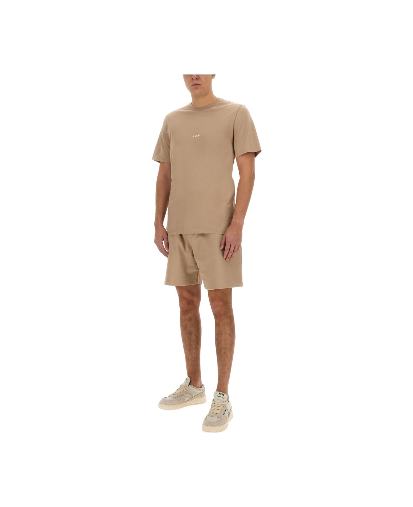 MSGM T-shirt With Logo - Beige シャツ