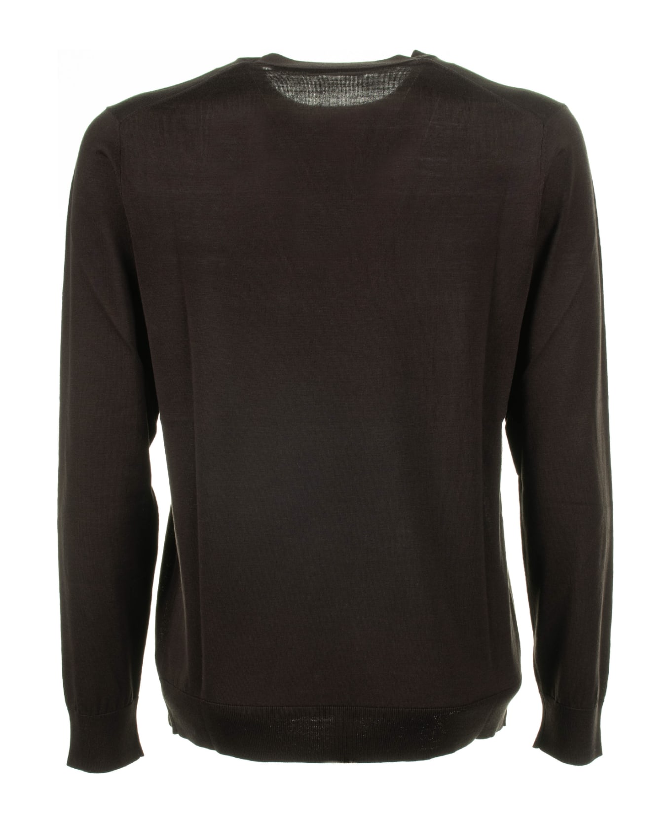 Paolo Pecora Brown Crew-neck Sweater In Cotton And Silk - CIOCCOLATO