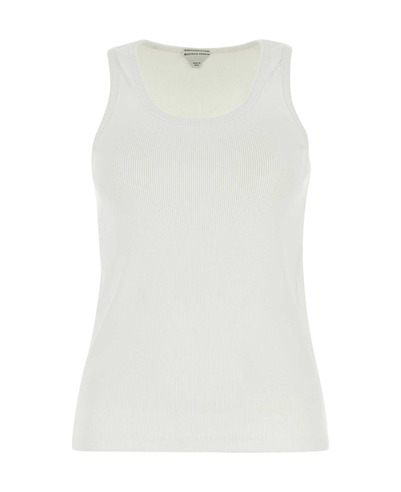 Bottega Veneta White Cotton Stretch Tank Top - CHALK Tシャツ