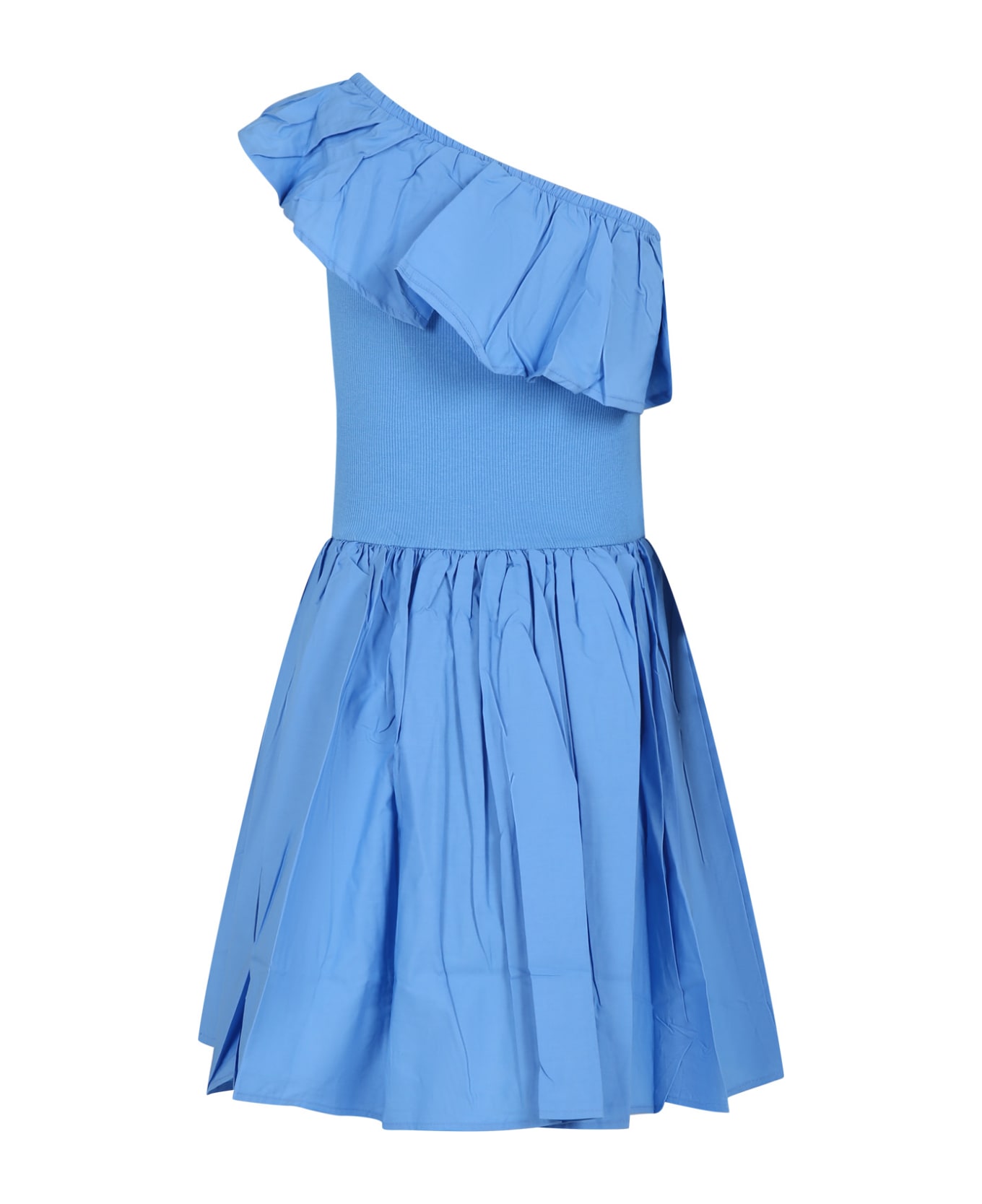 Molo Casual Light Blue Dress For Girl - Light Blue ワンピース＆ドレス
