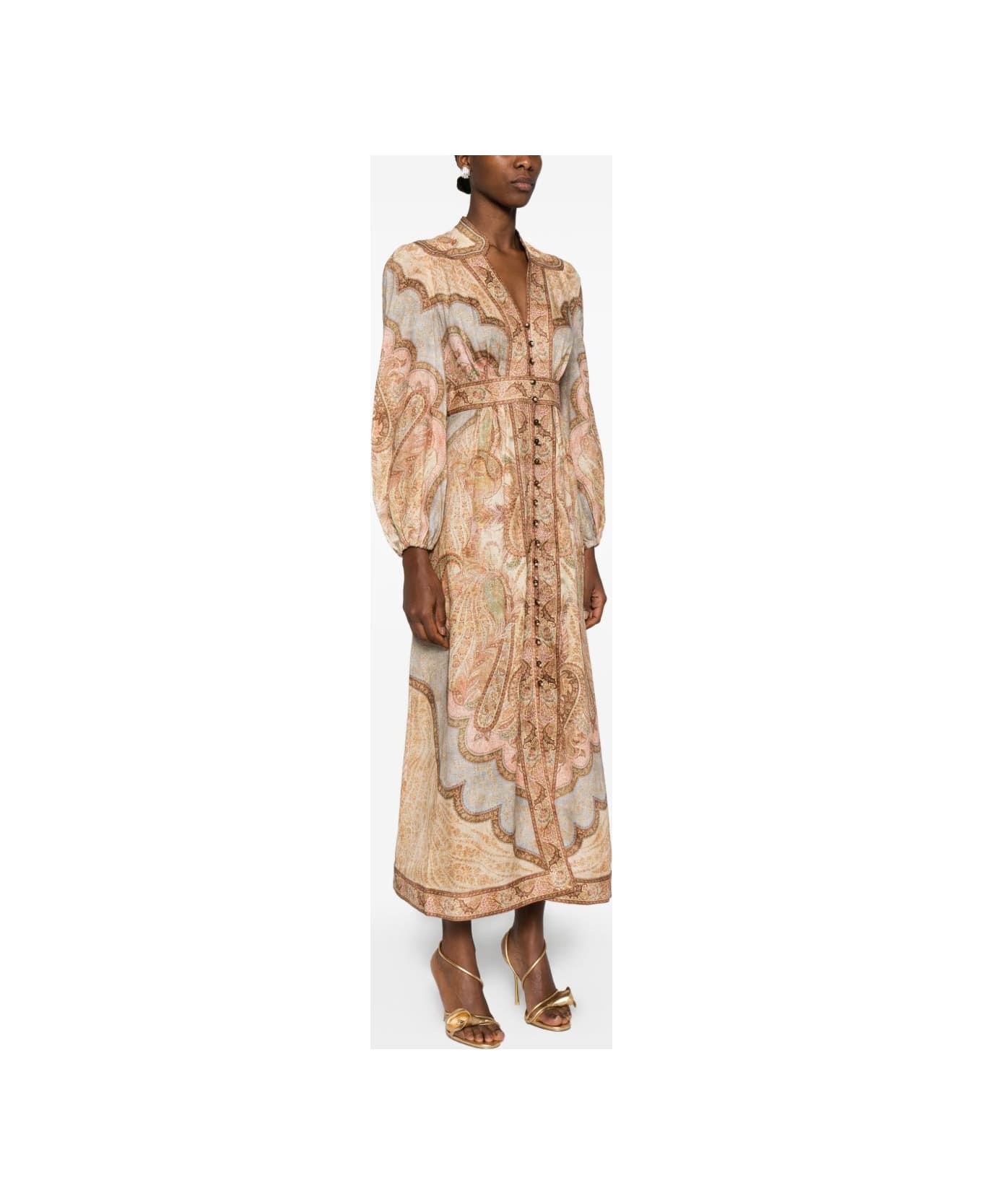 Zimmermann Wanderlust Linen Midi Dress - Beige