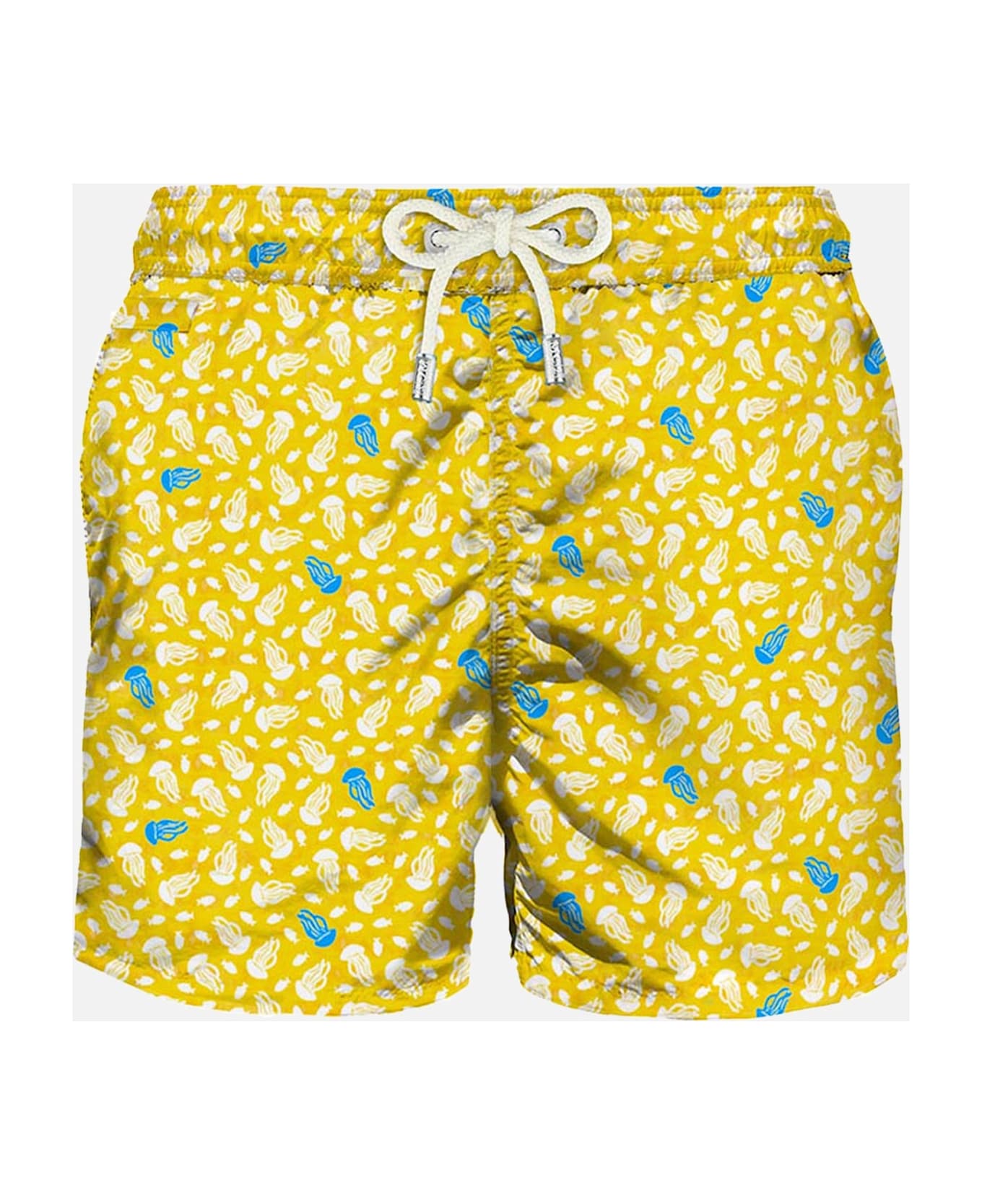 MC2 Saint Barth Light Fabric Swim Shorts Jellyfish Print - YELLOW
