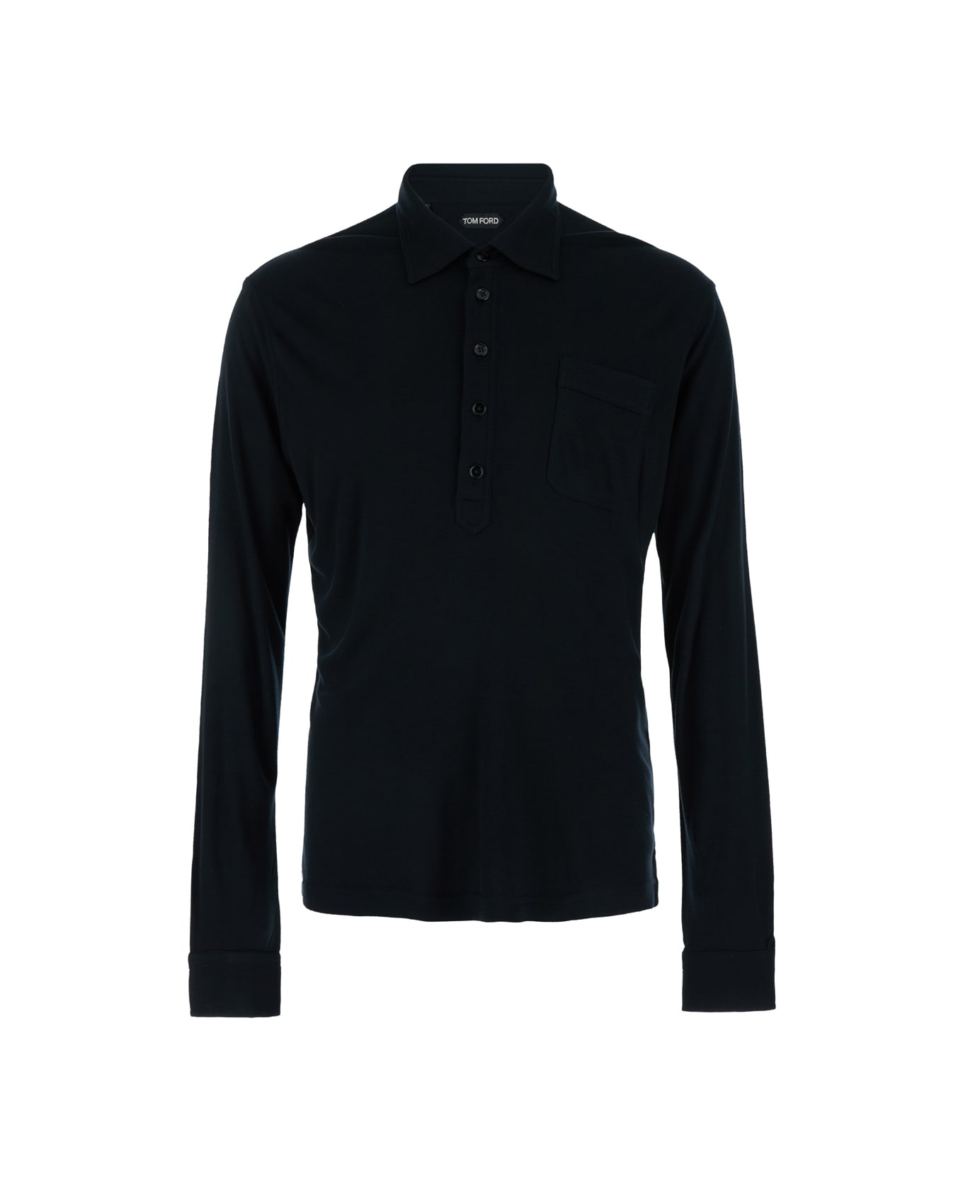 Tom Ford Black Polo Shirt In Cotton Blend Man - Black