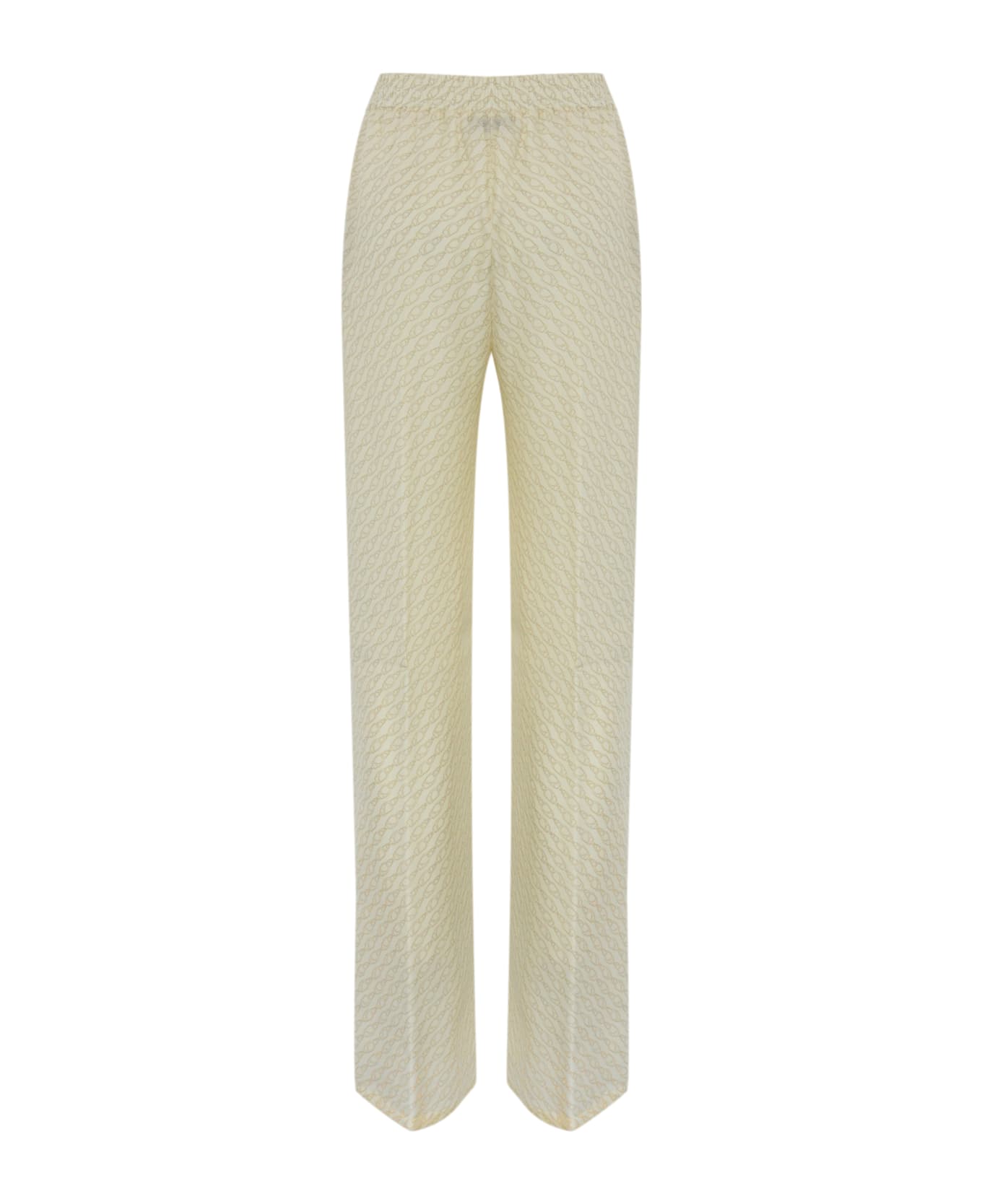 Herno Trousers With Silk Print - Panna