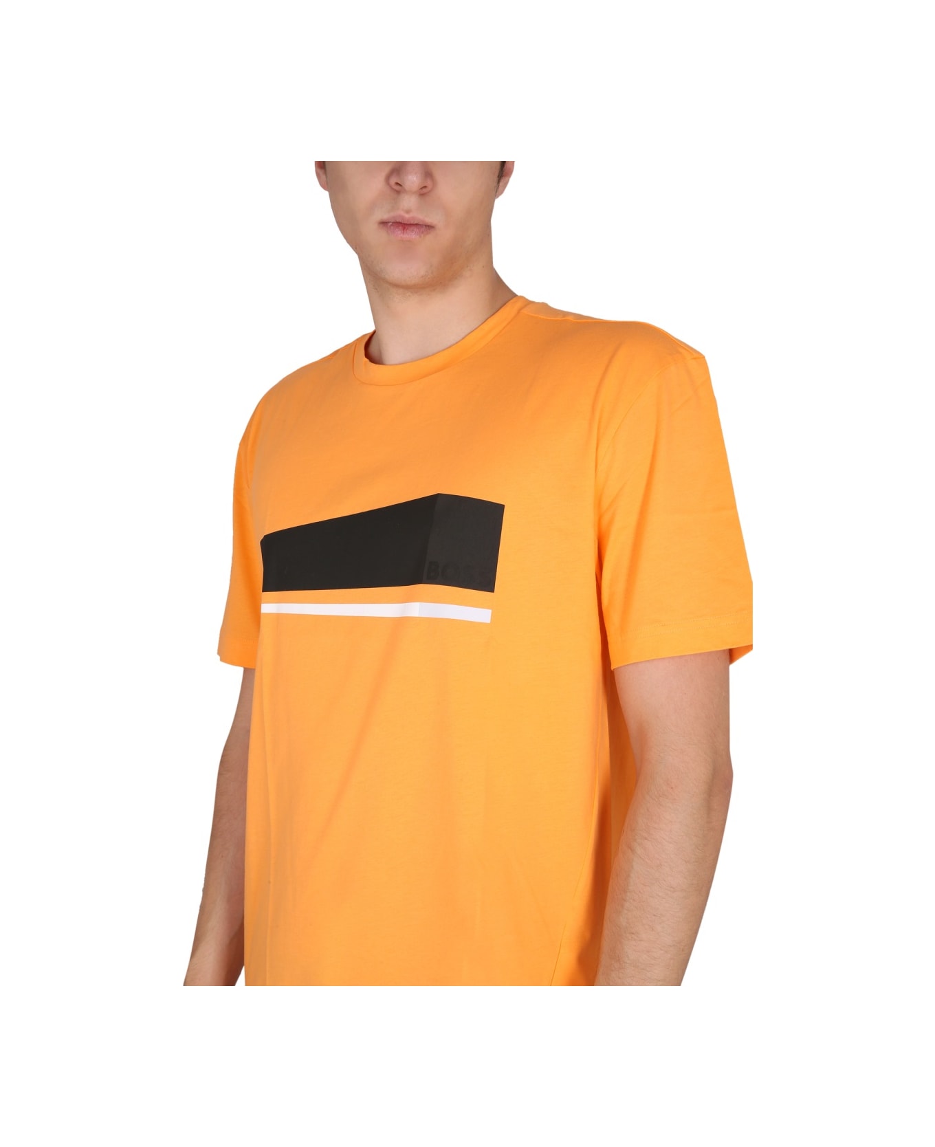 Hugo Boss Logo Print T-shirt - ORANGE