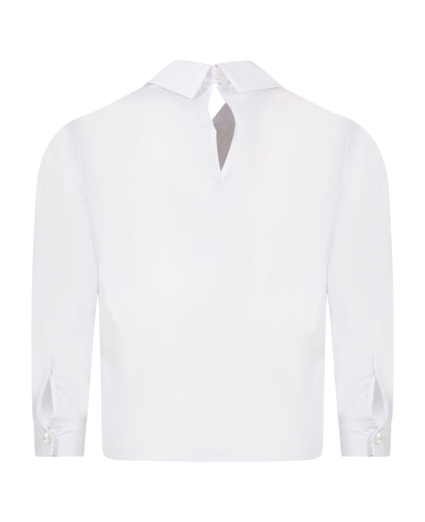 Simonetta White Shirt For Girl With Bow - White