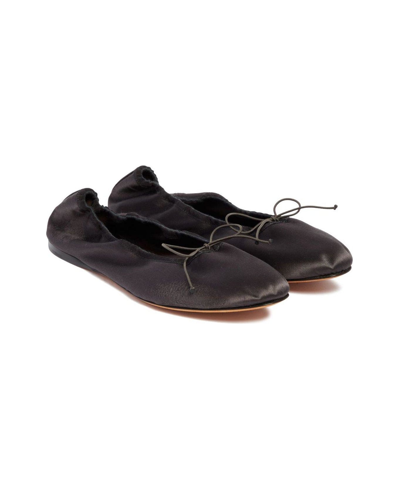 The Row Bow Detailed Slip-on Flat Shoes - CHARCOAL