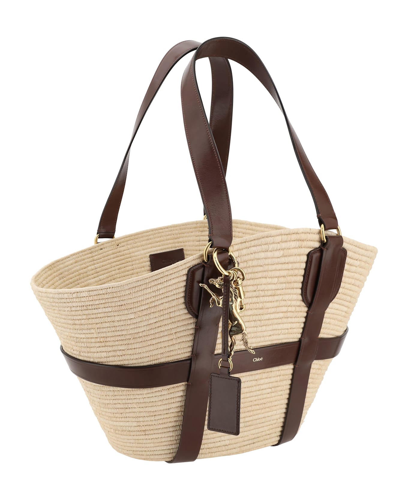Chloé Kerala 25 Raffia Shoulder Bag - BEIGE