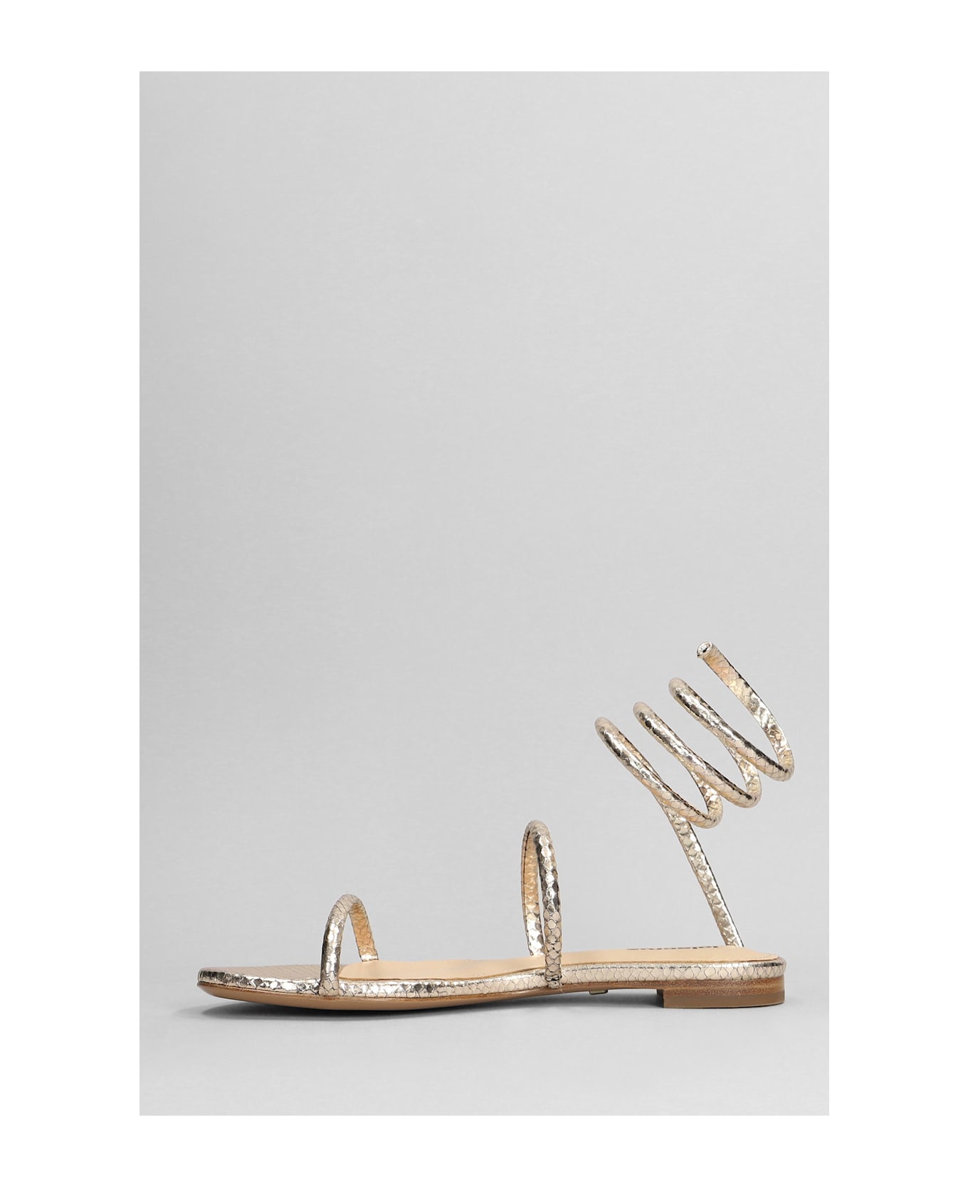 Lola Cruz Greta Flat Flats In Gold Leather - gold