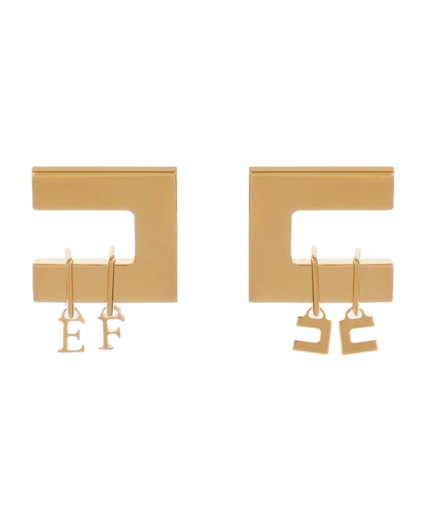 Elisabetta Franchi Logo Earrings - Golden