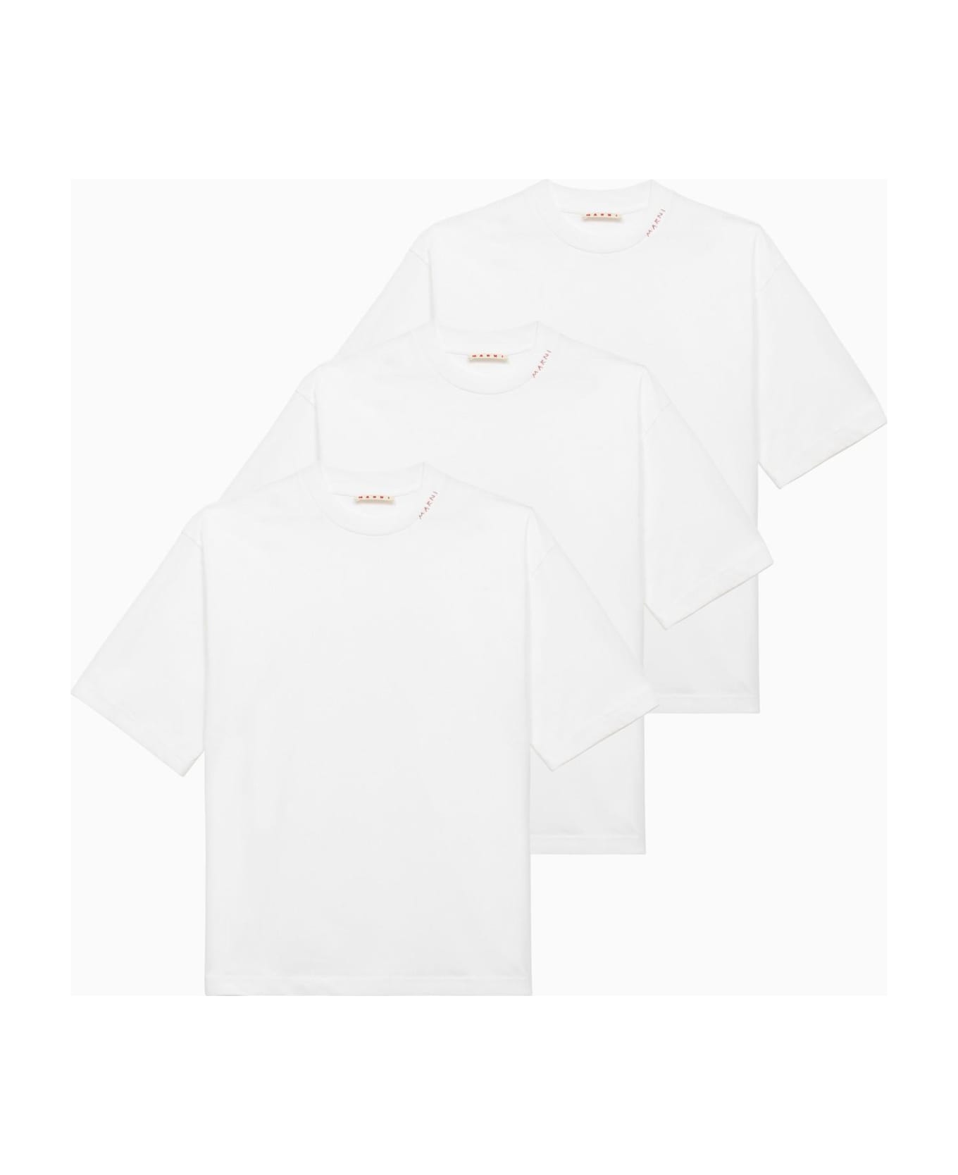 Marni White Oversize T-shirt With Logo Embroidery - WHITE シャツ