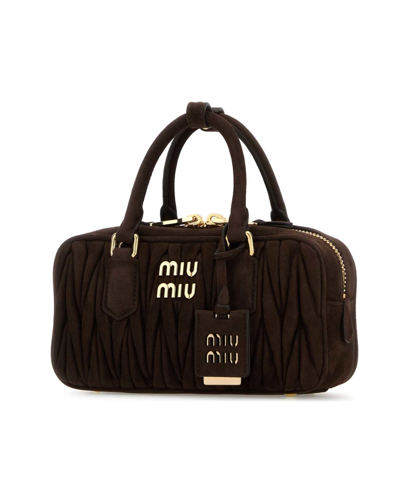 Miu Miu Dark Brown Suede Arcadie Handbag - MORO