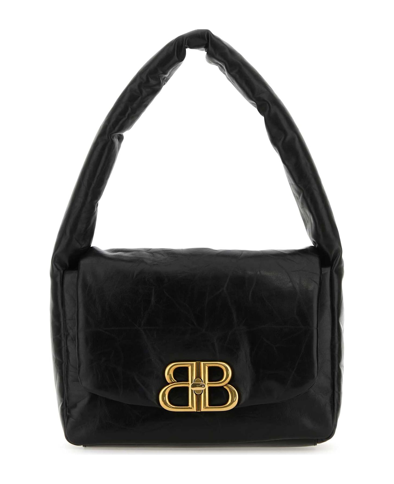 Balenciaga Black Nappa Leather Small Monaco Shoulder Bag - Black