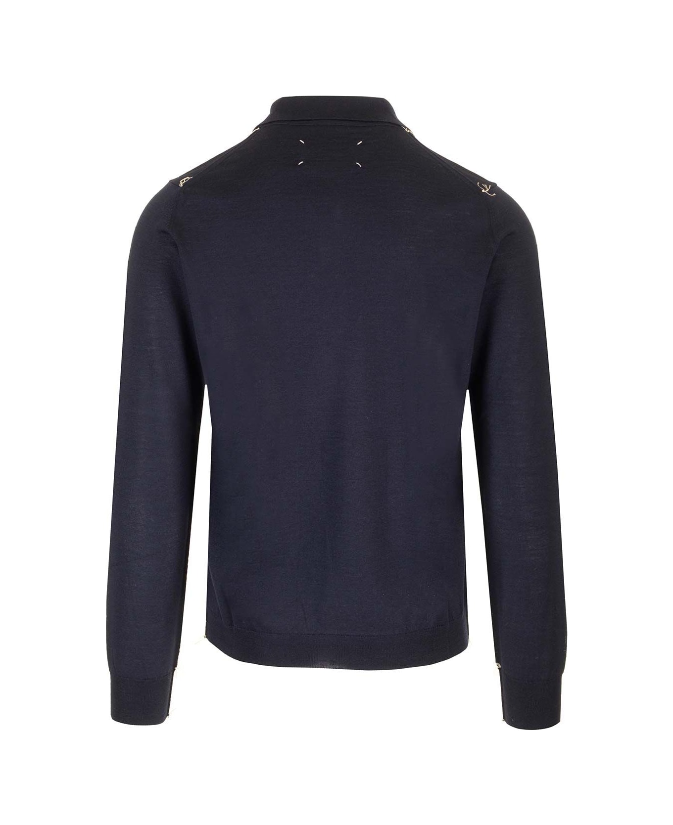 Maison Margiela Knitted Polo Shirt - Blue