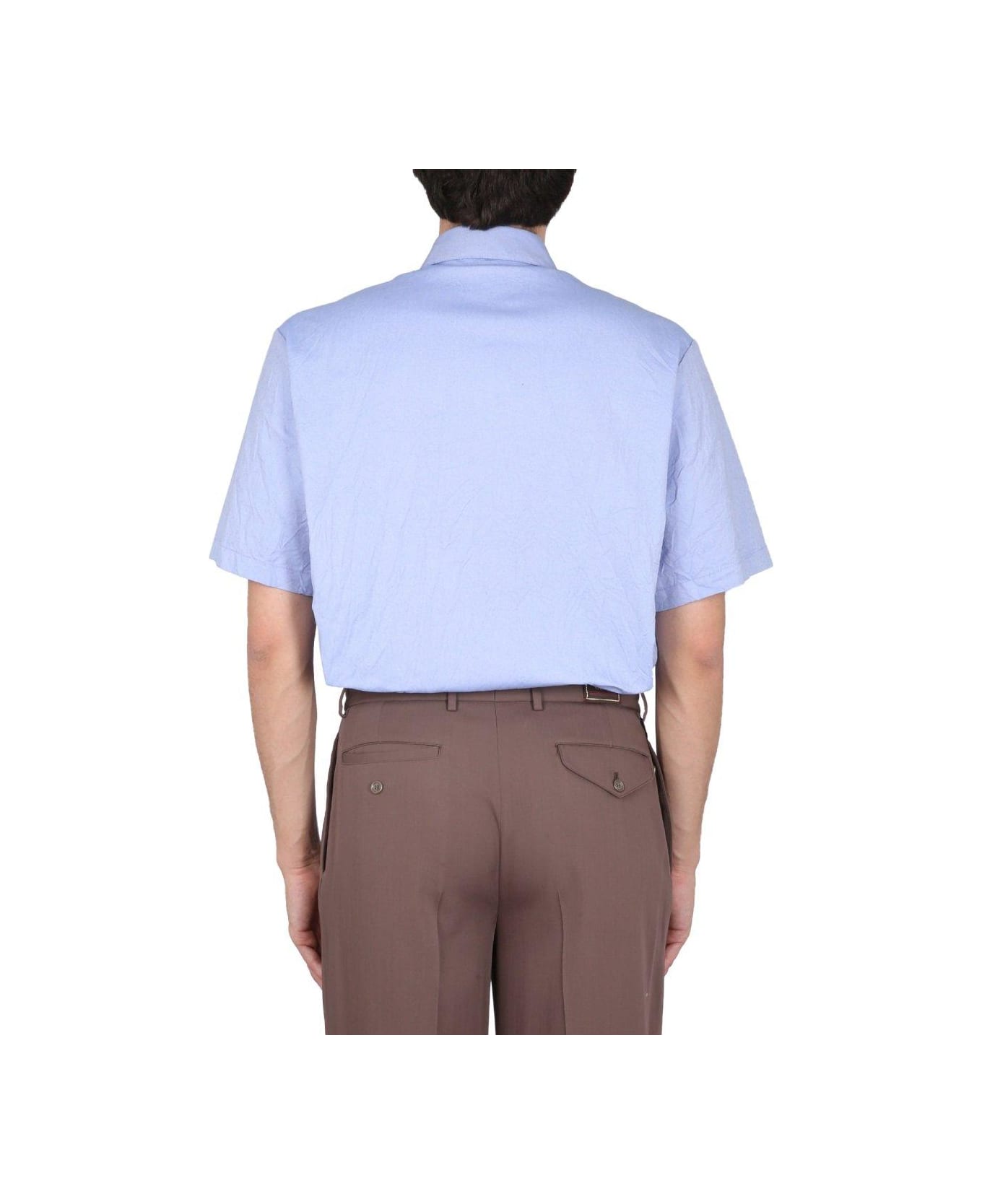 Gucci Bear Motif Embroidered Short-sleeved Shirt - BABY BLUE
