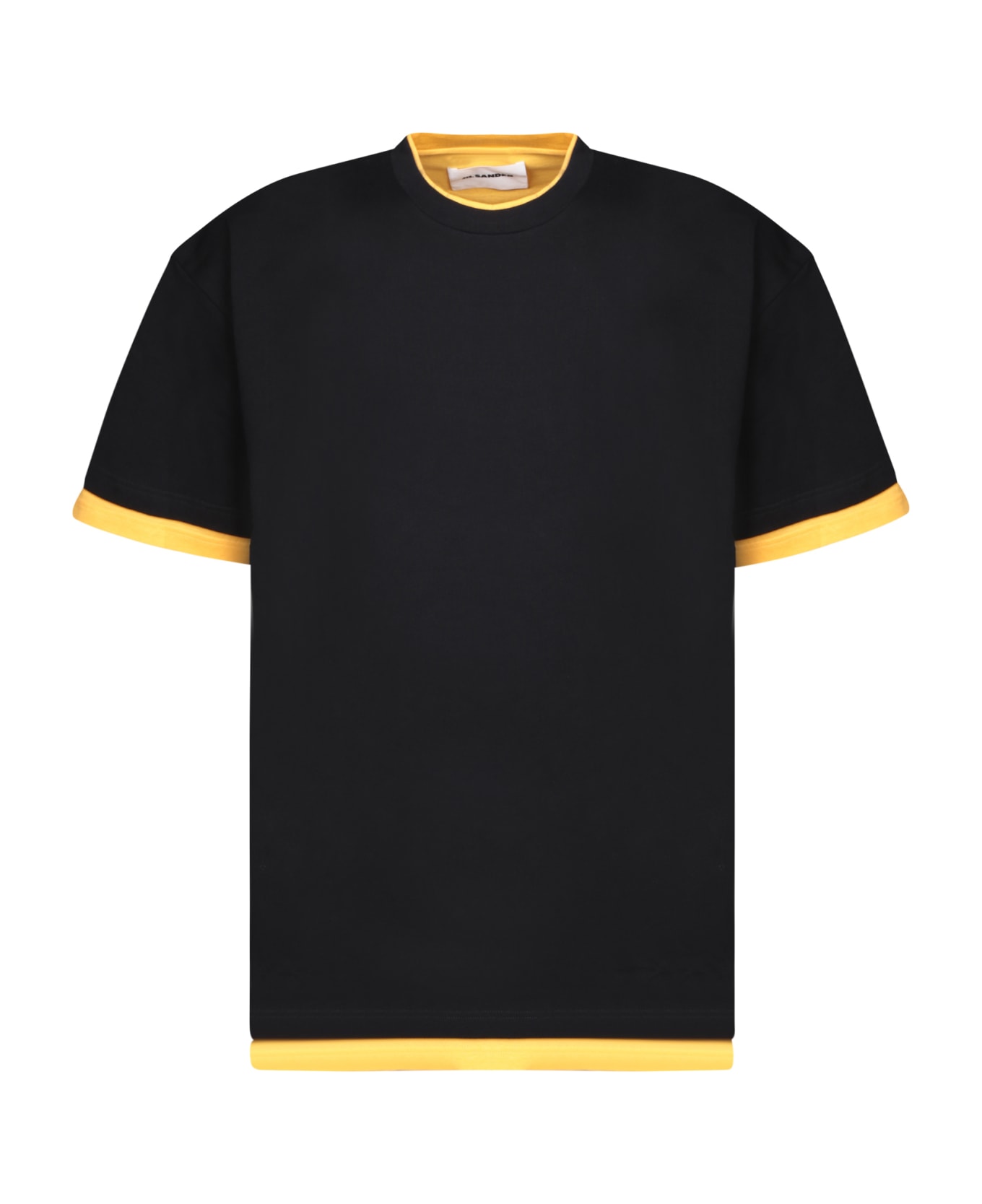 Jil Sander Contrasting Details Black T-shirt - Black