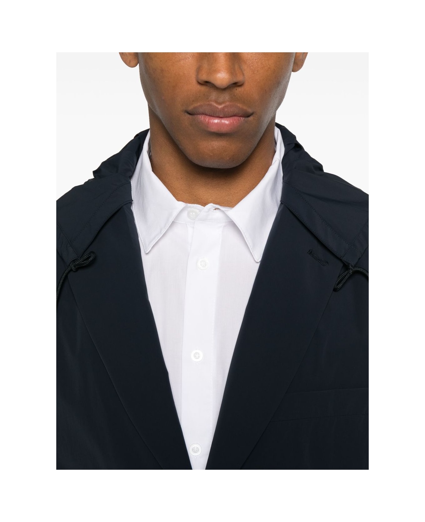Emporio Armani Nylon Hooded Blazer Jacket - Blue