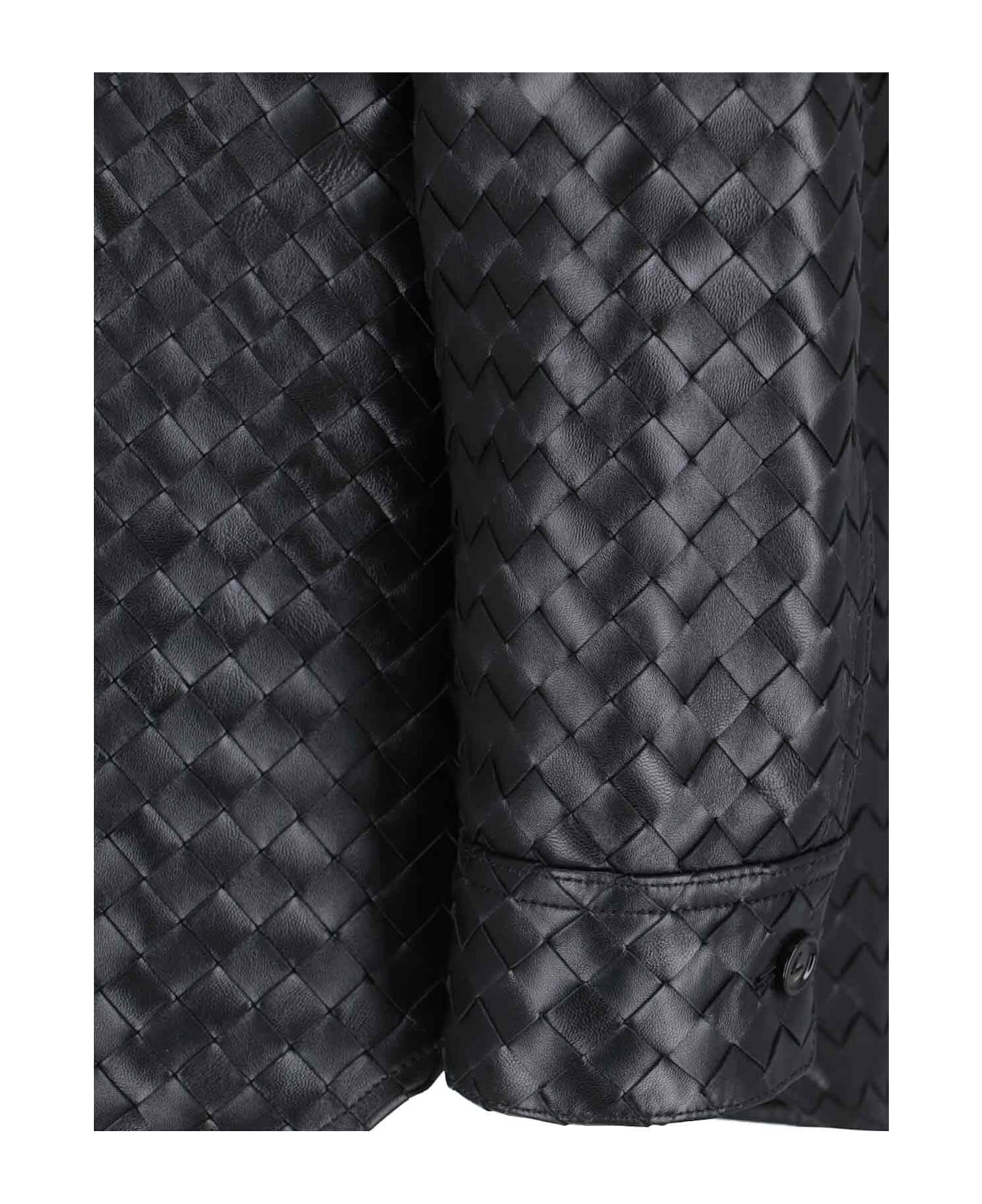 Bottega Veneta Woven Leather Shirt - Black