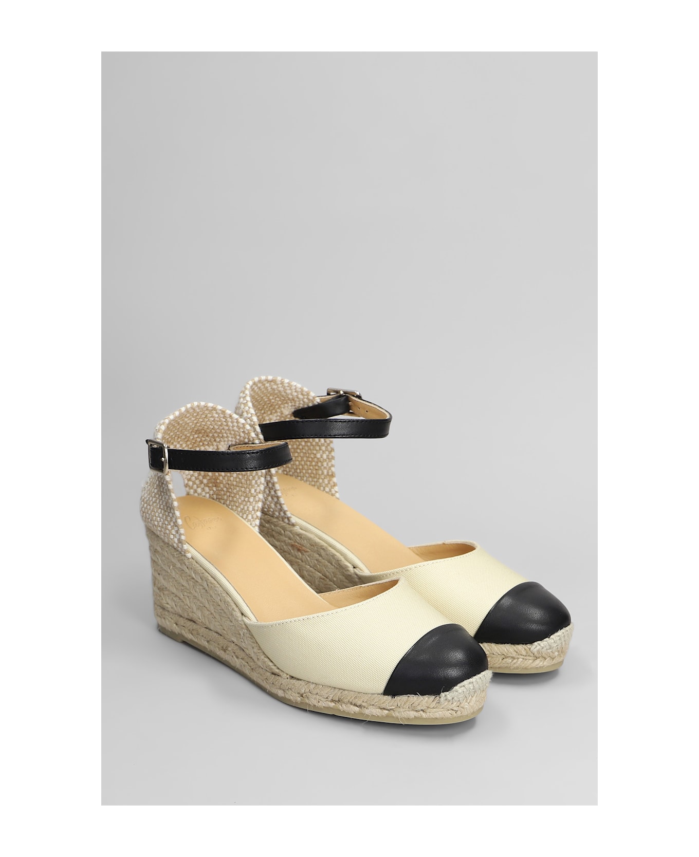 Castañer Coraline-6-264 Wedges In Beige Canvas - NEUTRALS/BLACK