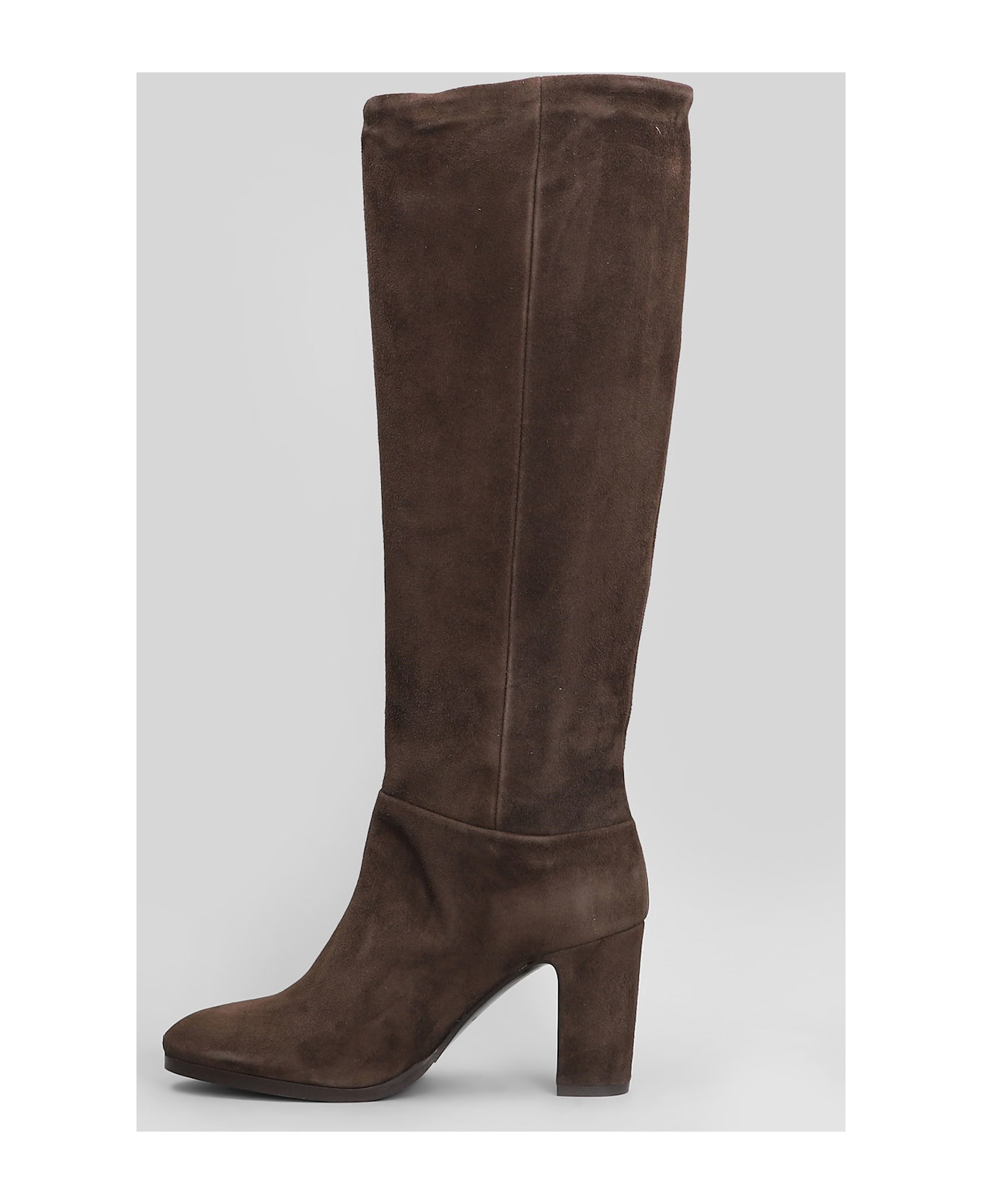 Julie Dee High Heels Boots In Dark Brown Suede - dark brown