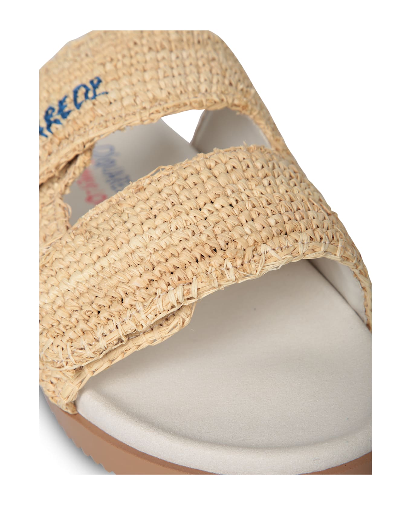 Dsquared2 Raphia Logo Nude Slides Sandals - Beige