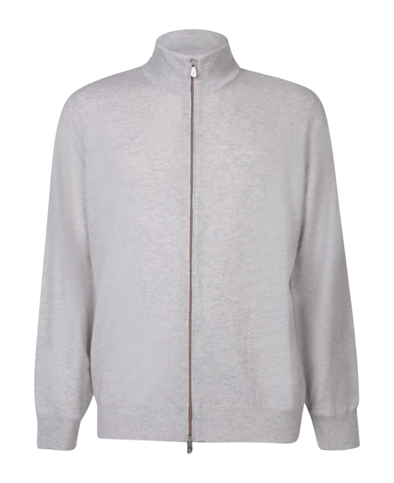 Brunello Cucinelli Grey Cashmere Full Zip Cardigan - Grey